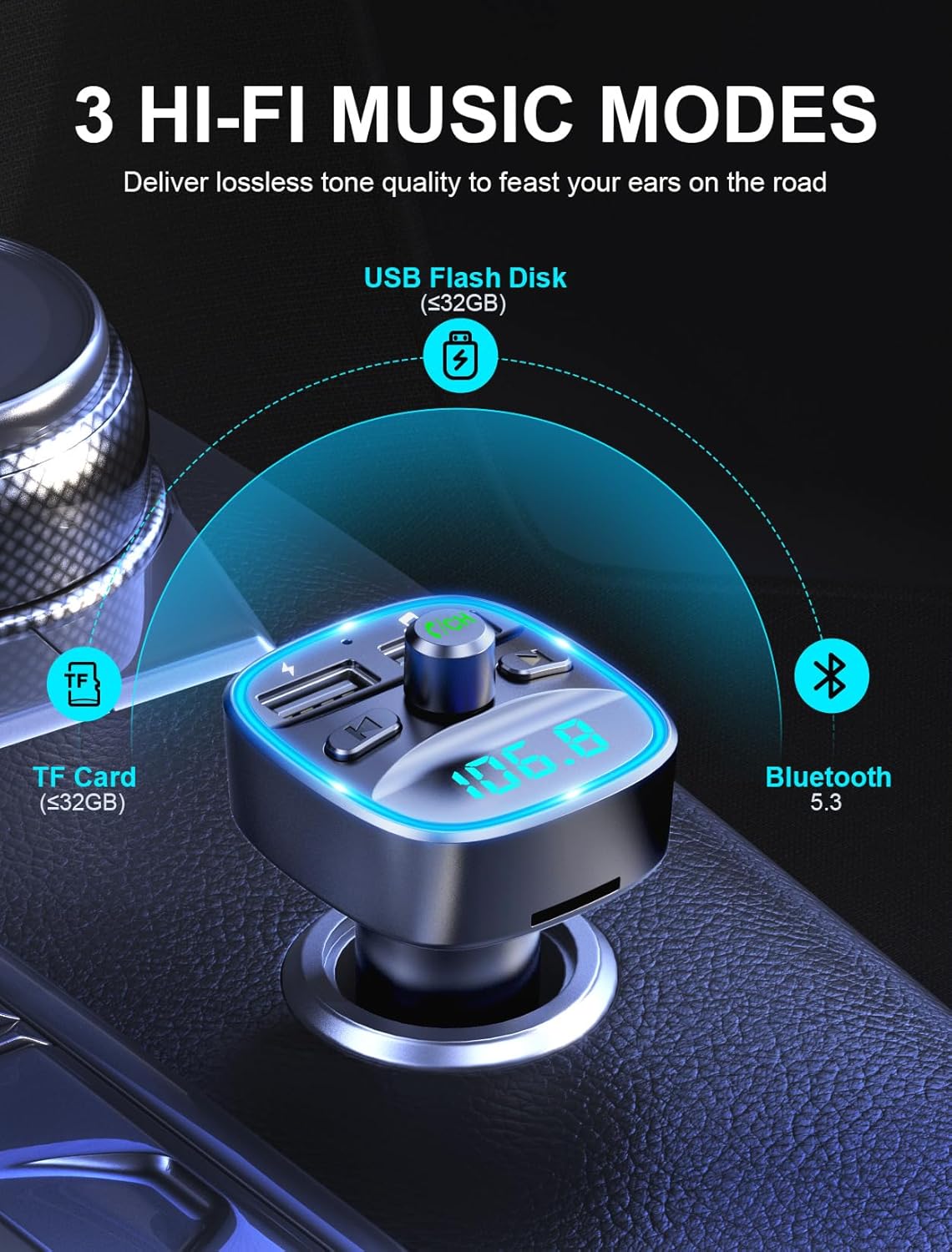 Thumbnail 2 de Mohard Bluetooth Car Adapter with dual USB 5V/2.4A