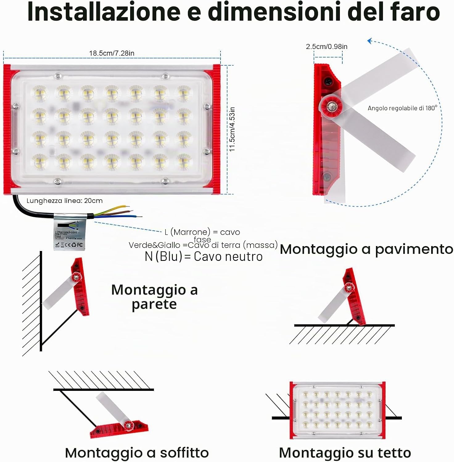 Thumbnail 2 de CREATESTAR Faretto Led da Esterno 10000LM 100W (2 pezzi) – Luce bianca fredda 6500K, IP66, 120°