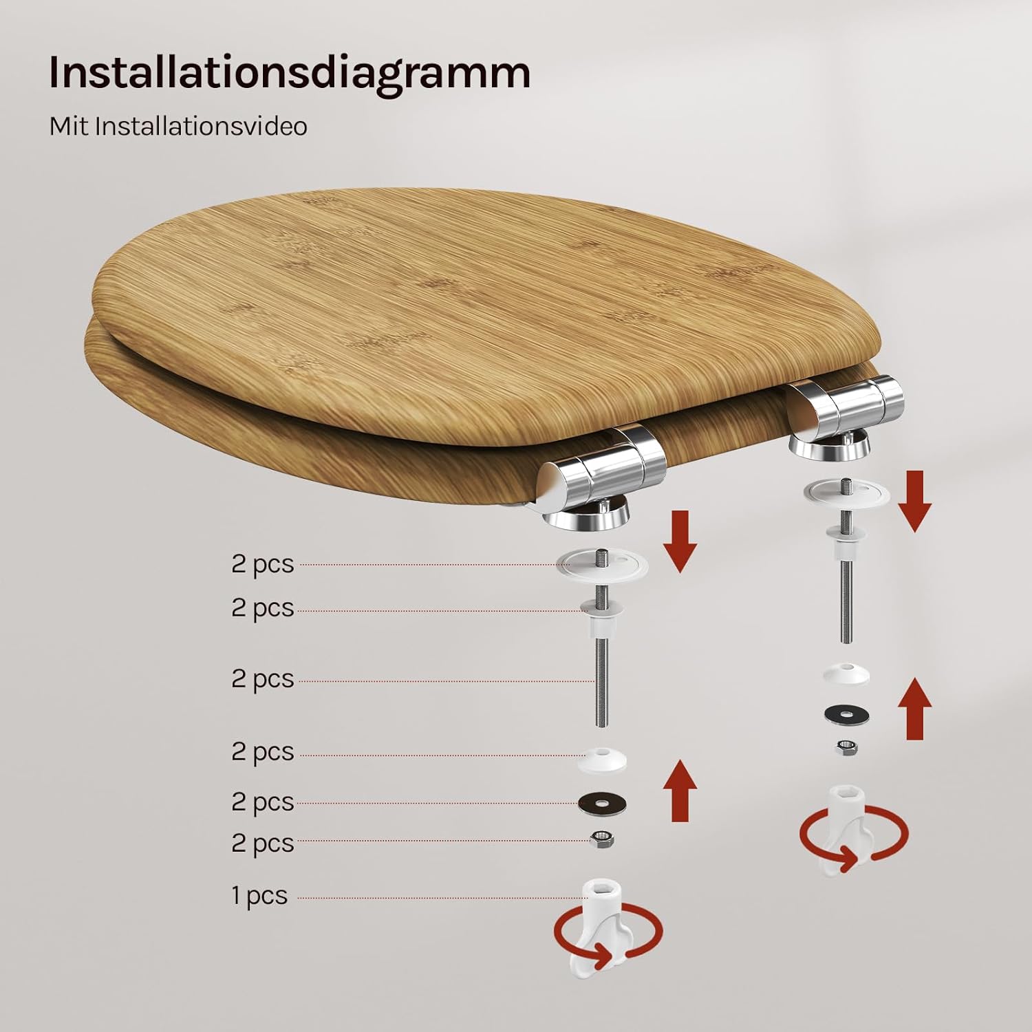 Thumbnail 5 de WOLTU Premium WC-Sitz mit Absenkautomatik, MDF-Holzkern & Softclose, Design Bamboo Oval