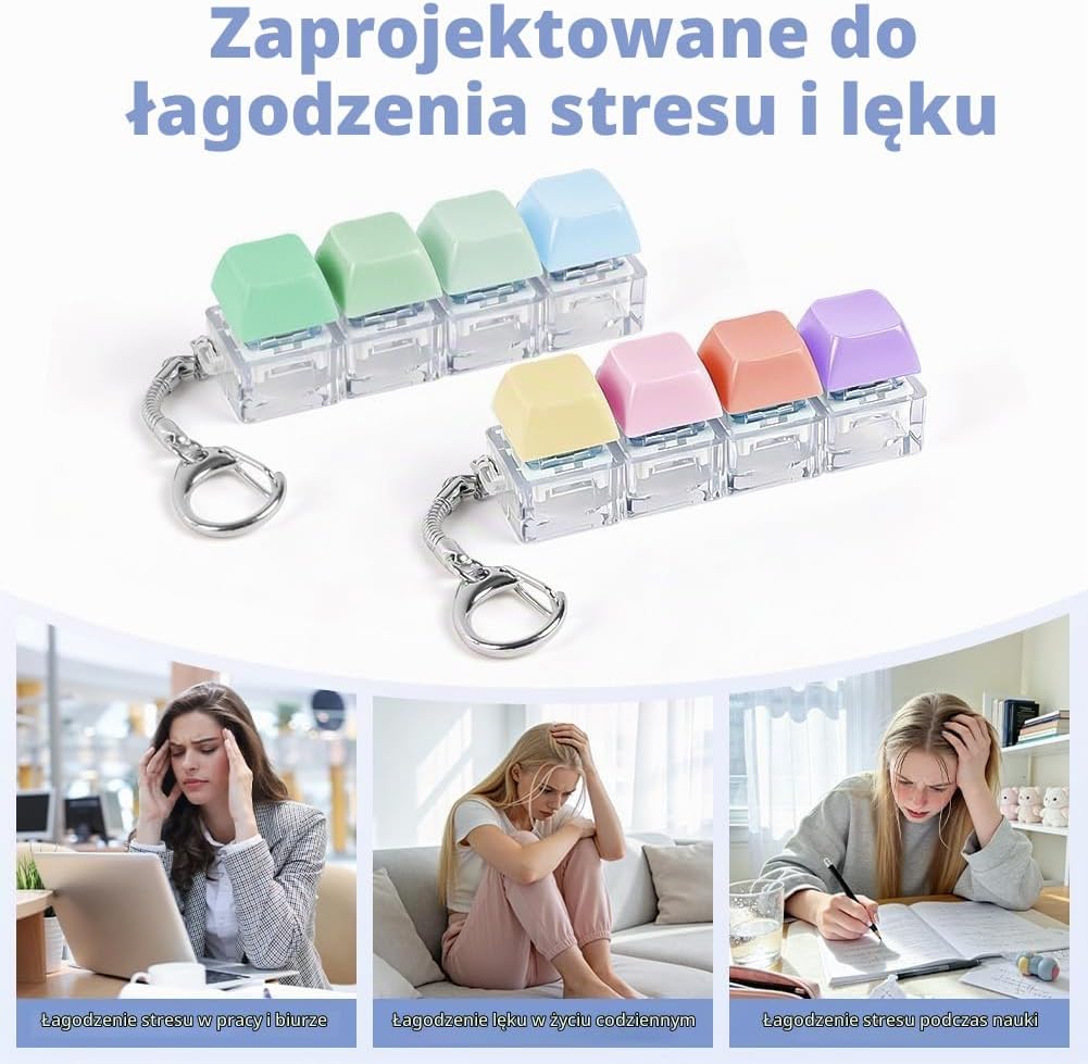 Detalle 1 de AUAUY 5702741 – brelok antystresowy, mini klawiatura z 4 przyciskami, 2 sztuki