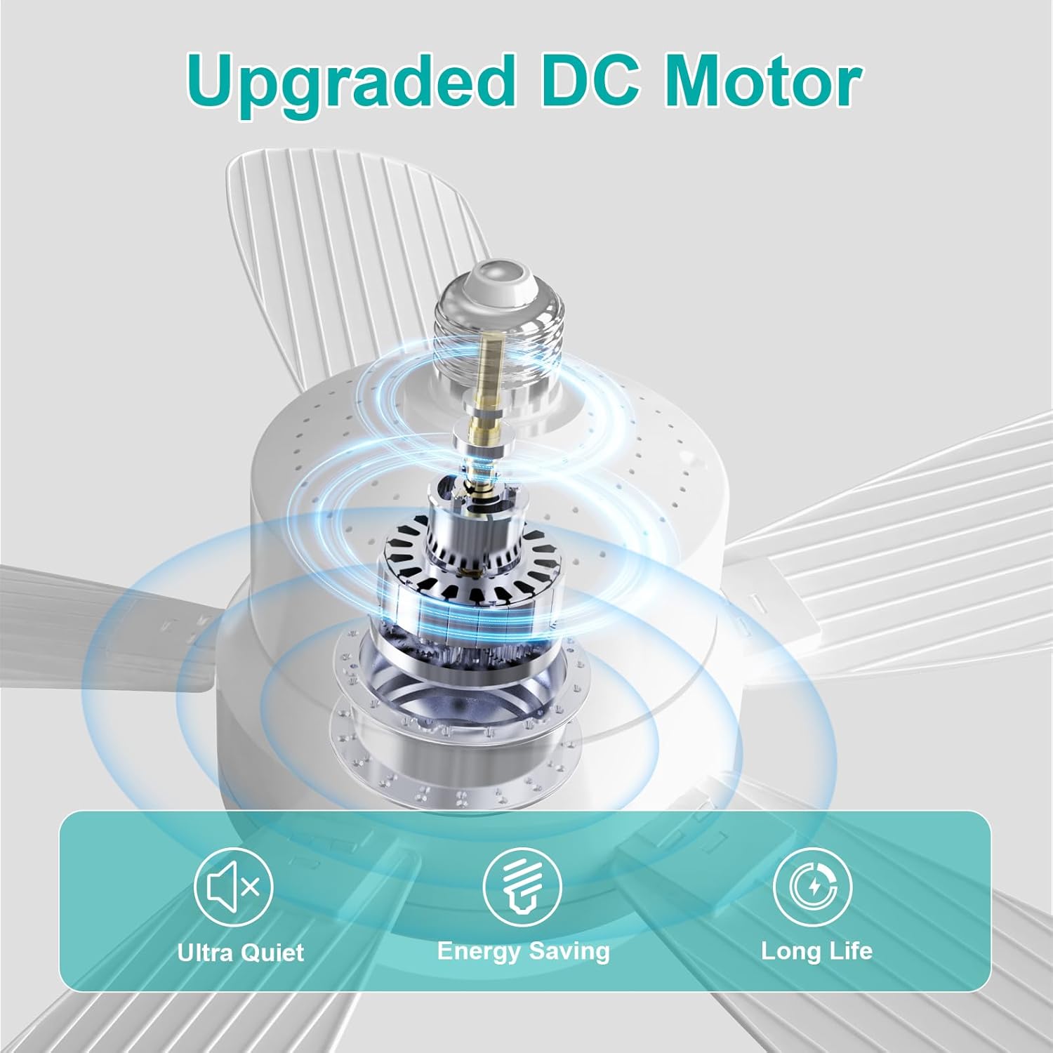 Thumbnail 2 de REYLAX 50cm LED Ceiling Fan with Remote (E27) – quiet 6 speeds, 3 colours 3000–6000K, timer