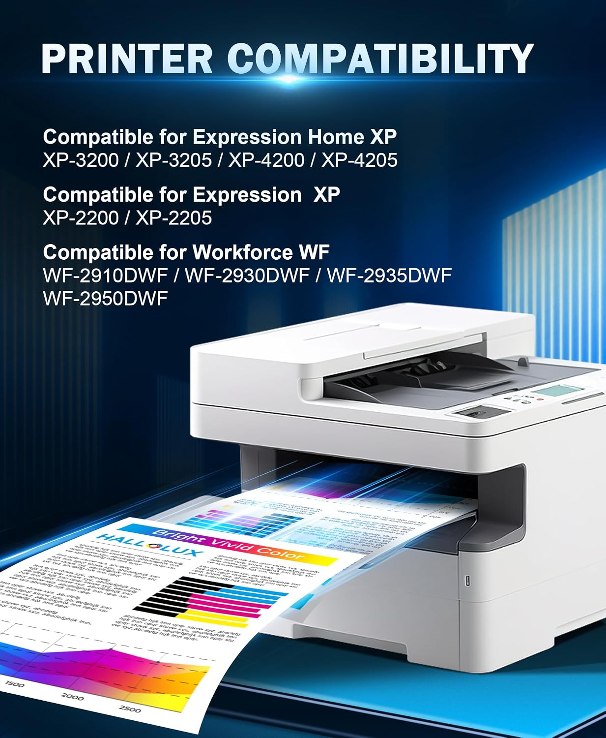 Thumbnail 1 de HALLOLUX 604 XL Patronen Multipack (8er-Pack) f�r Epson XP-3200/XP-2205/XP-3205/WF 2930DWF – kompatibel, nicht Original