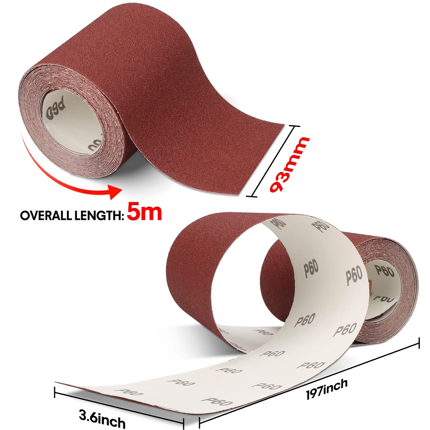 Detalle 2 de SHALL Sandpaper Roll Set 9.3cm x 5m, 5 grits ๐