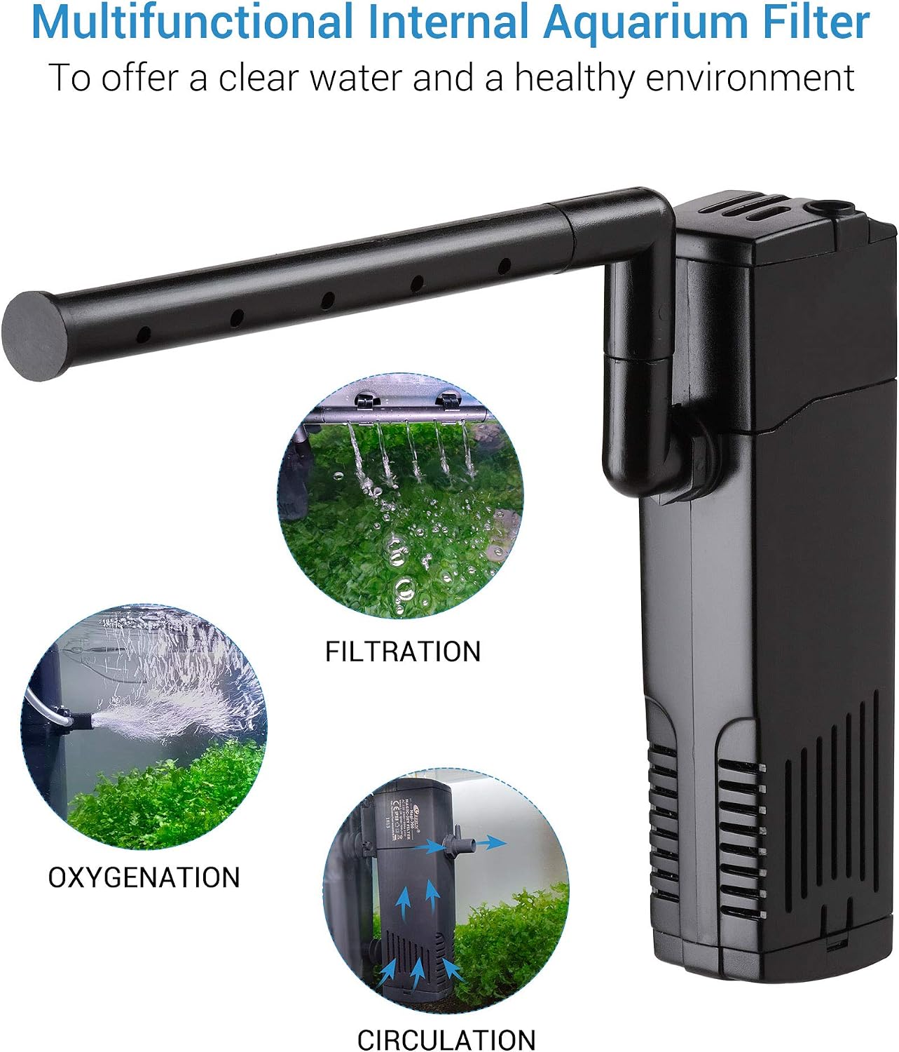 Detalle de Internal aquarium filter for 40-80L