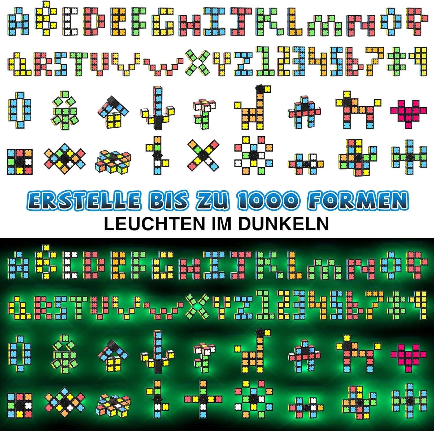 Detalle de Magnetische Fidget Toys für Kinder, Teenager und Erwachsene – Leuchtender Fidget Spinner mit 12 Magnetmodulen