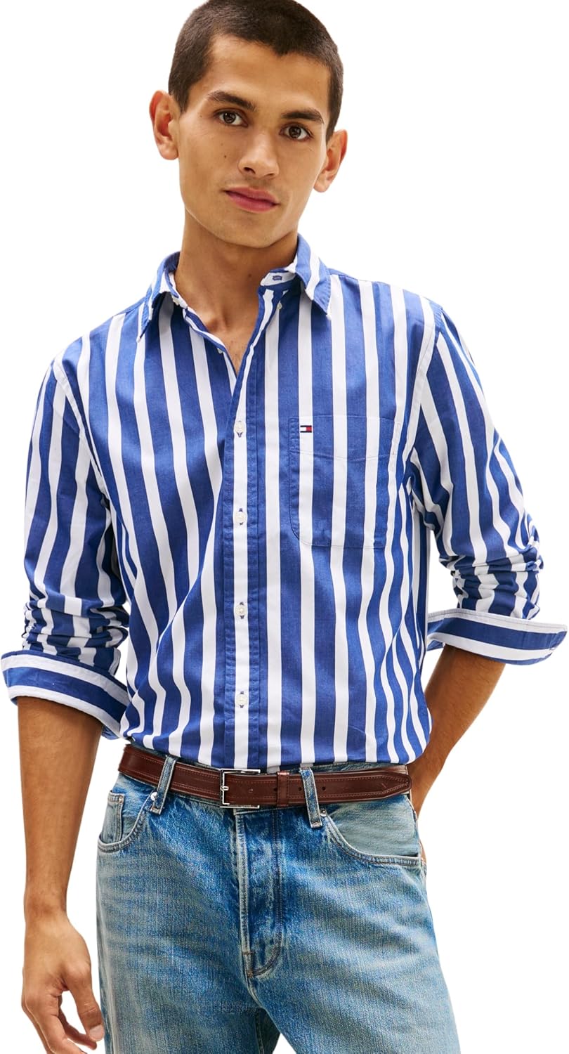 Thumbnail 6 de Tommy Hilfiger Men's Flex Poplin Bold Stripe Shirt Mw0mw41715 L/S Shirt
