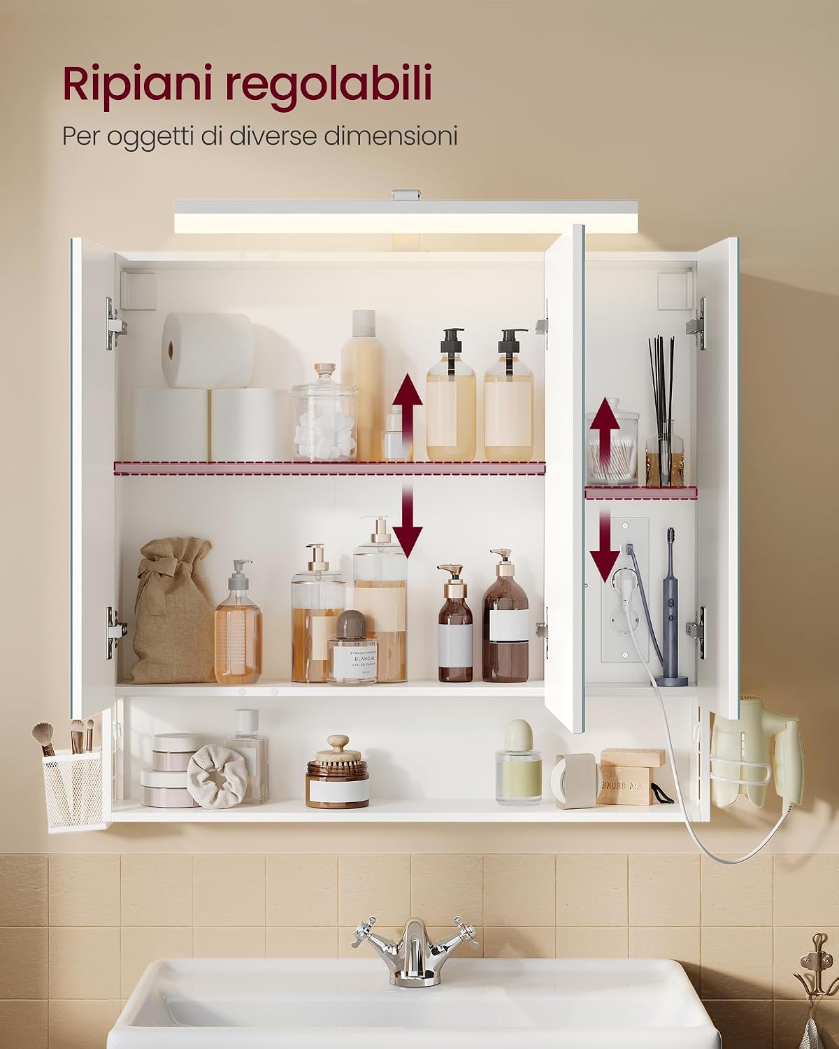 Detalle 2 de VASAGLE BBK124Y01 Armadietto bagno 14,5x70x70 cm