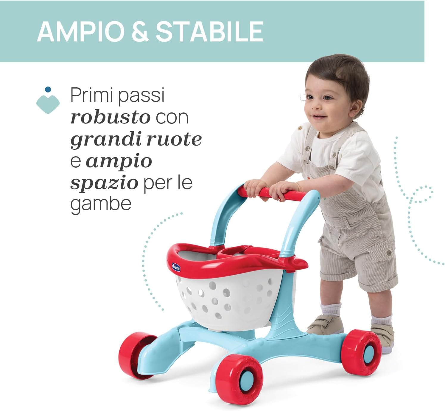 Detalle de Chicco Carrello Primi Passi 2in1: walker robusto e centro attività con sedile per bambola