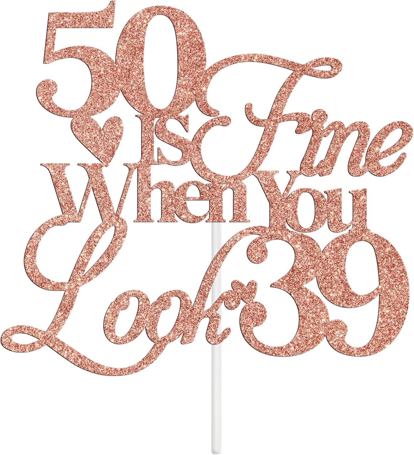 Thumbnail 6 de NARLOPI I-0348 50th Birthday Cake Topper, Glitter Card Paper, 4-Inch Wide