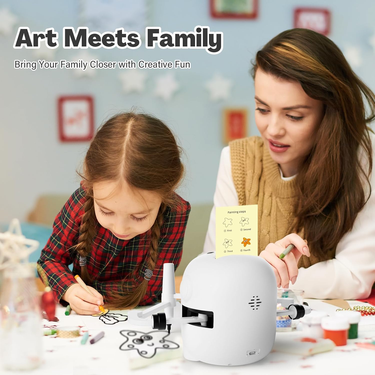 Detalle 2 de RIVGOT Q01 Drawing Robot for Kids with 150 Cards, Music & Reusable Board