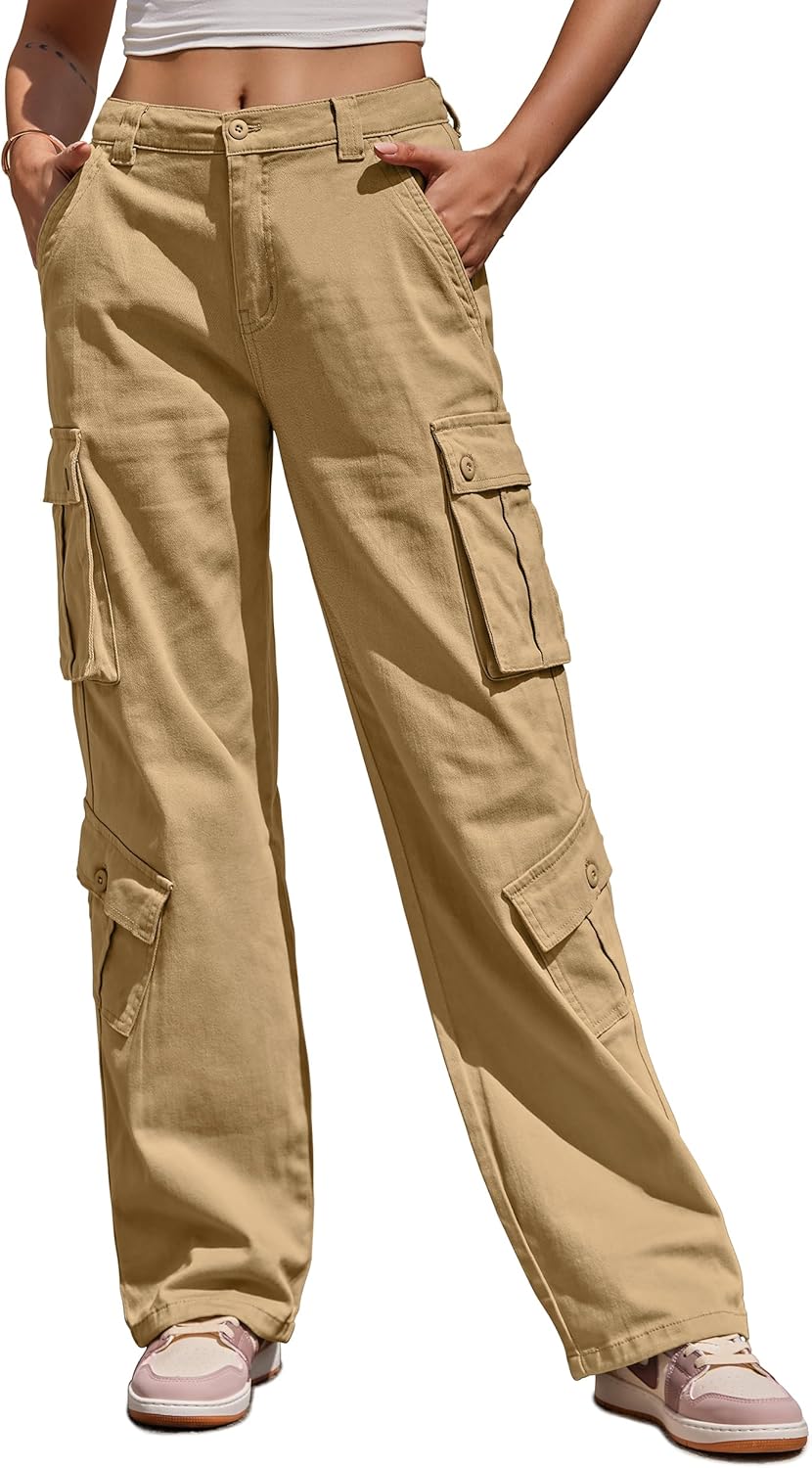 Thumbnail 5 de Fuakesor Cargohose Damen Baggy Y2K mit 8 Taschen, High Waist und Stretch-Anteil