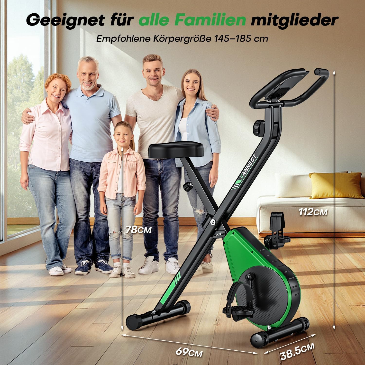 Thumbnail 6 de VANNECT Heimtrainer Fahrrad Klappbar mit 16 Stufen Magnetwiderstand