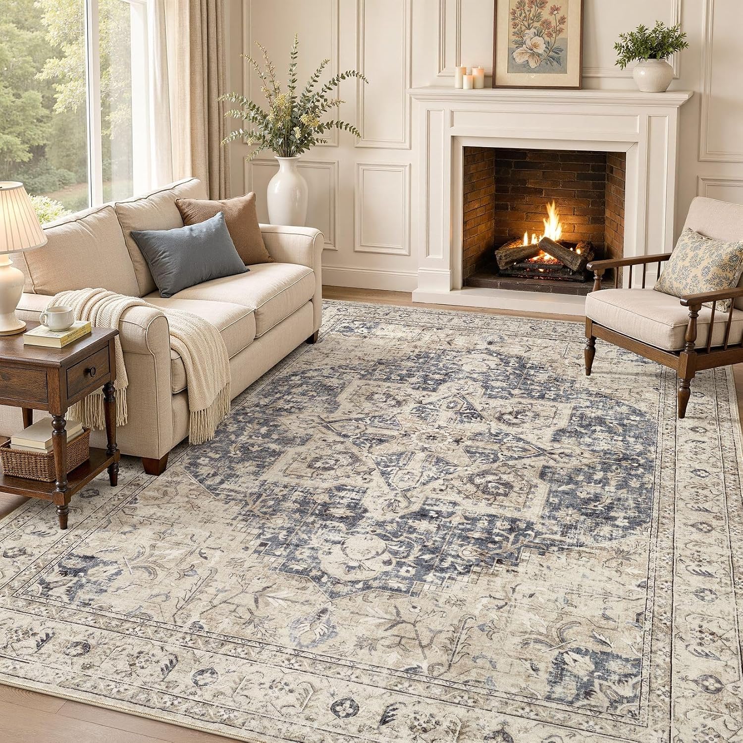 Detalle de Tortania Area Rug 8x10 Washable Boho Rug