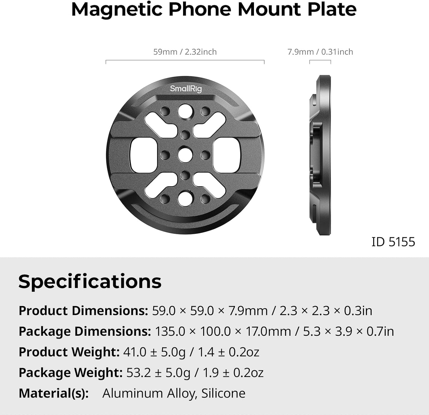 Detalle de SmallRig 5155 magnetische Handyhalterung für iPhone mit Blitzschuh-Halterung und 1/4-20-Gewinde