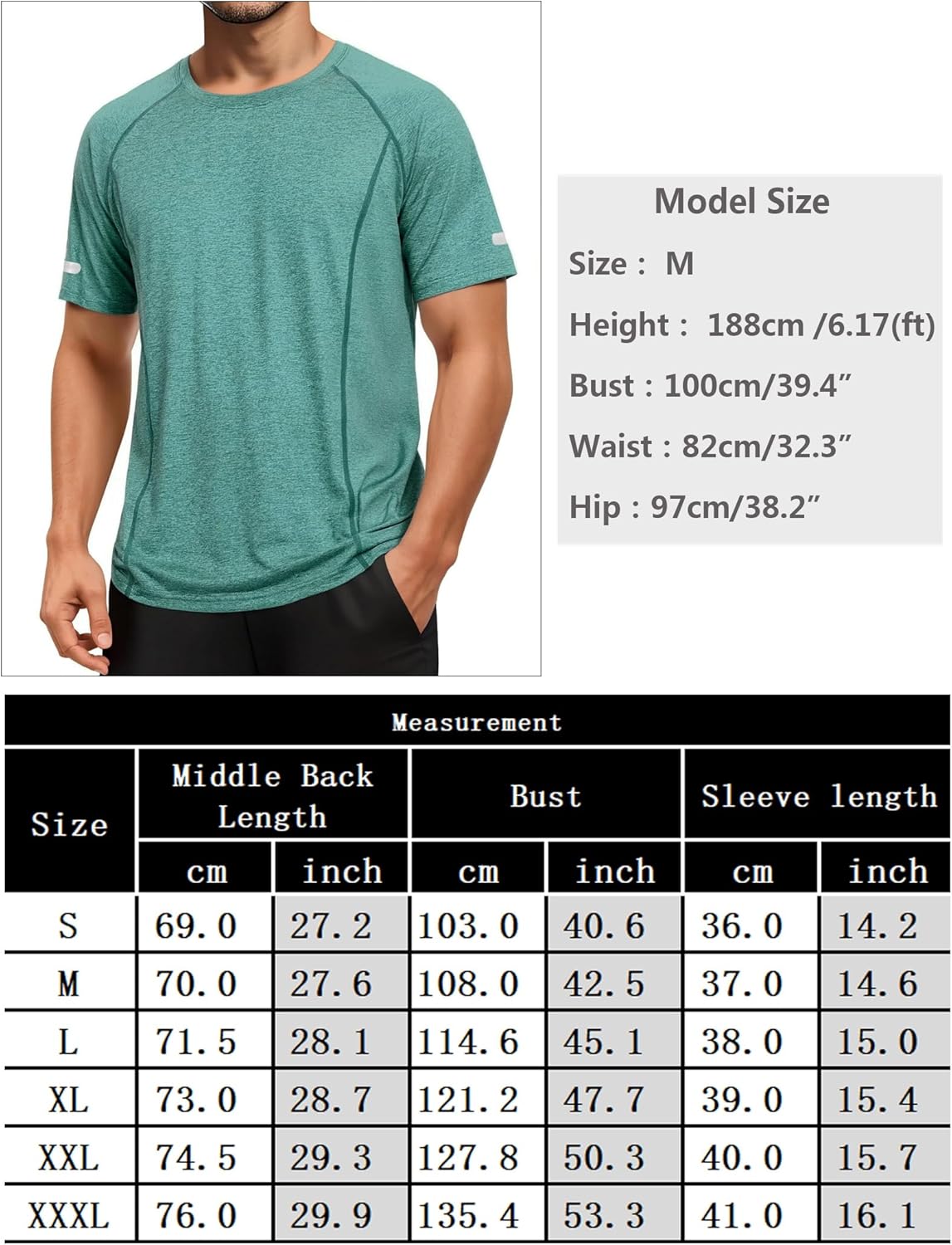 Thumbnail 6 de Wayleb maglietta sportiva uomo traspirante elasticizzata in tessuto tecnico (maniche corte) S-3XL