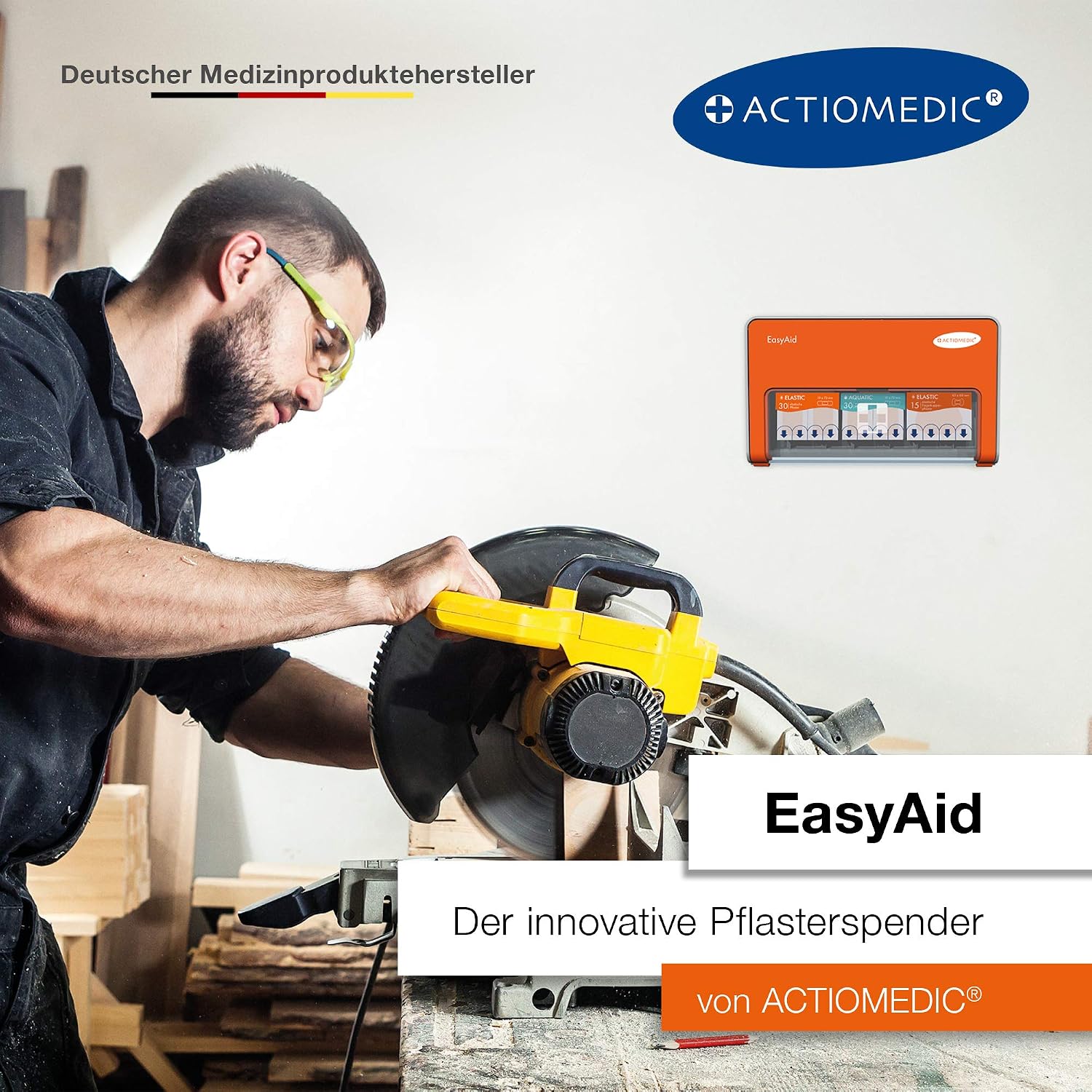 Detalle 2 de ACTIOMEDIC EasyAid Standard – dozownik plastrów, 75 szt., Kanban, pomarańczowy
