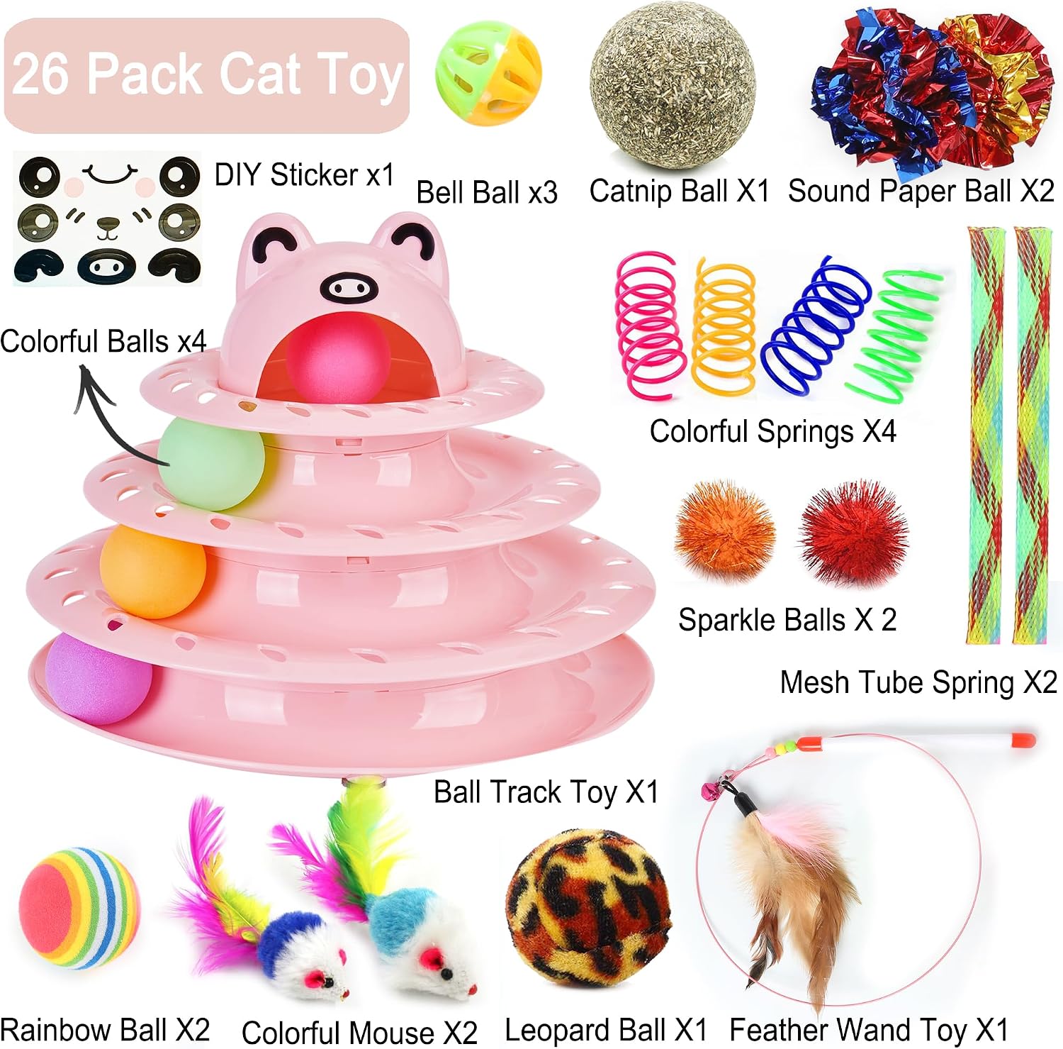 Detalle de Suhaco 26 PCS cat track toys set