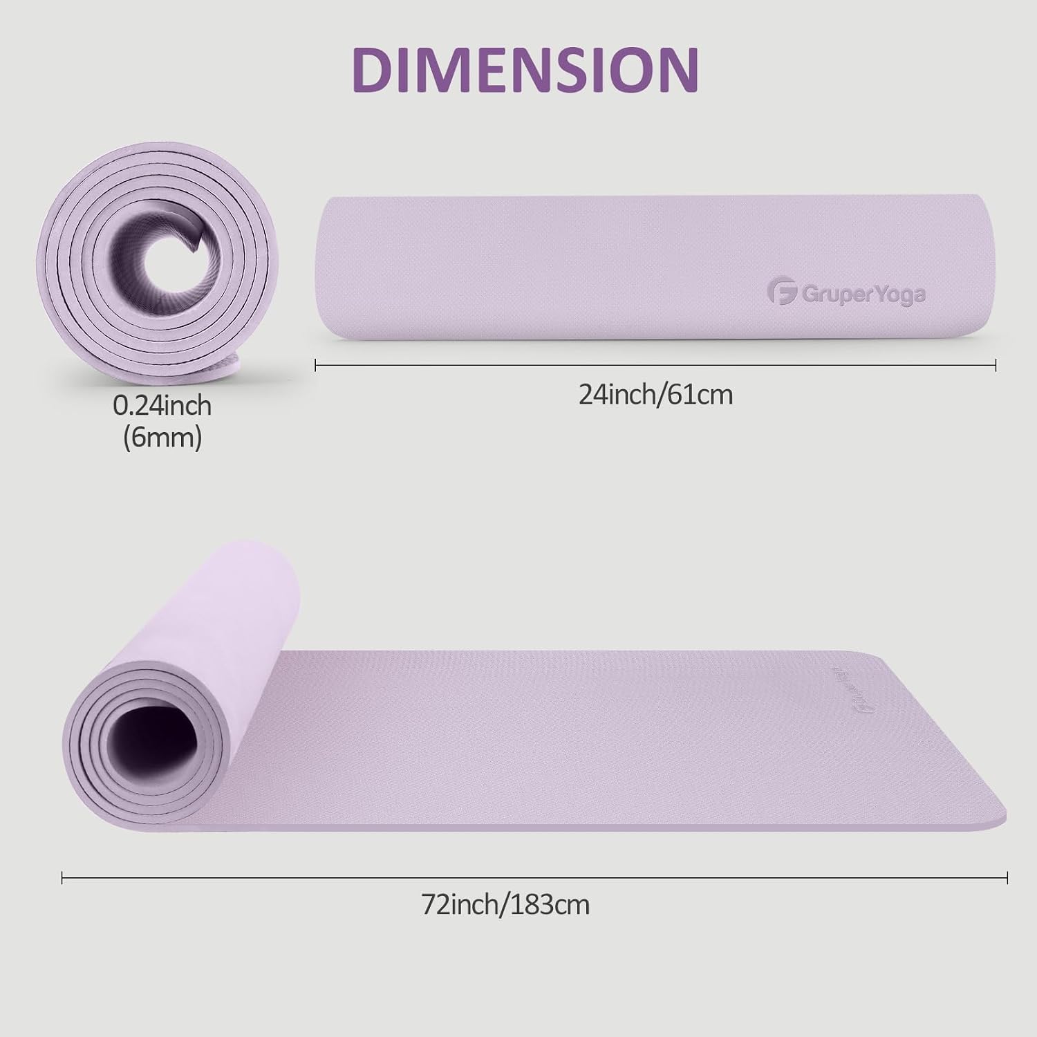 Detalle 2 de Gruper TPE-DSFT TPE Yoga Mat, Non-Slip 72 x 24 in., 0.24 in. Thick