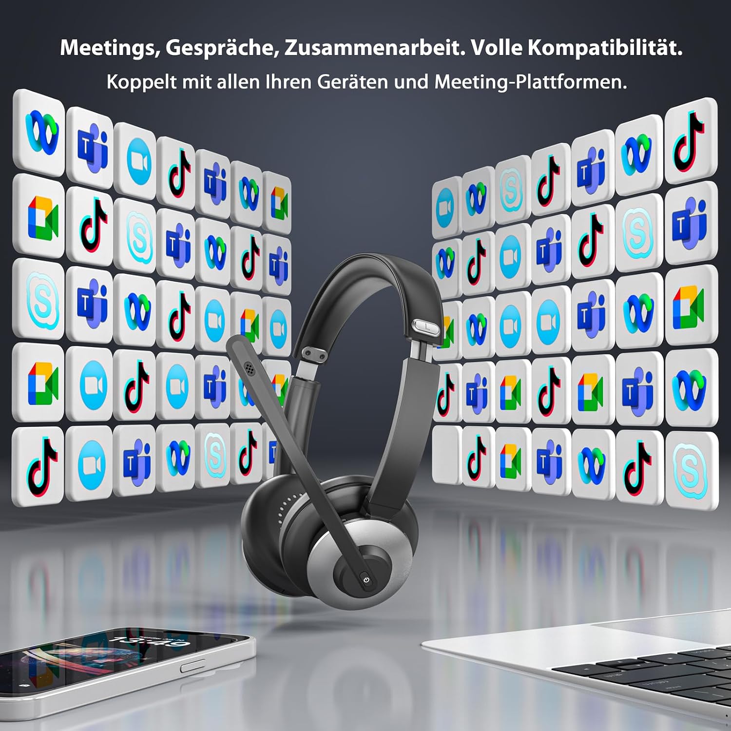 Thumbnail 6 de Earbay Kabelloser Bluetooth Headset mit Mikrofon, USB-Dongle und Ladebasis – KI-Rauschunterdrückung (Bluetooth 6.0)