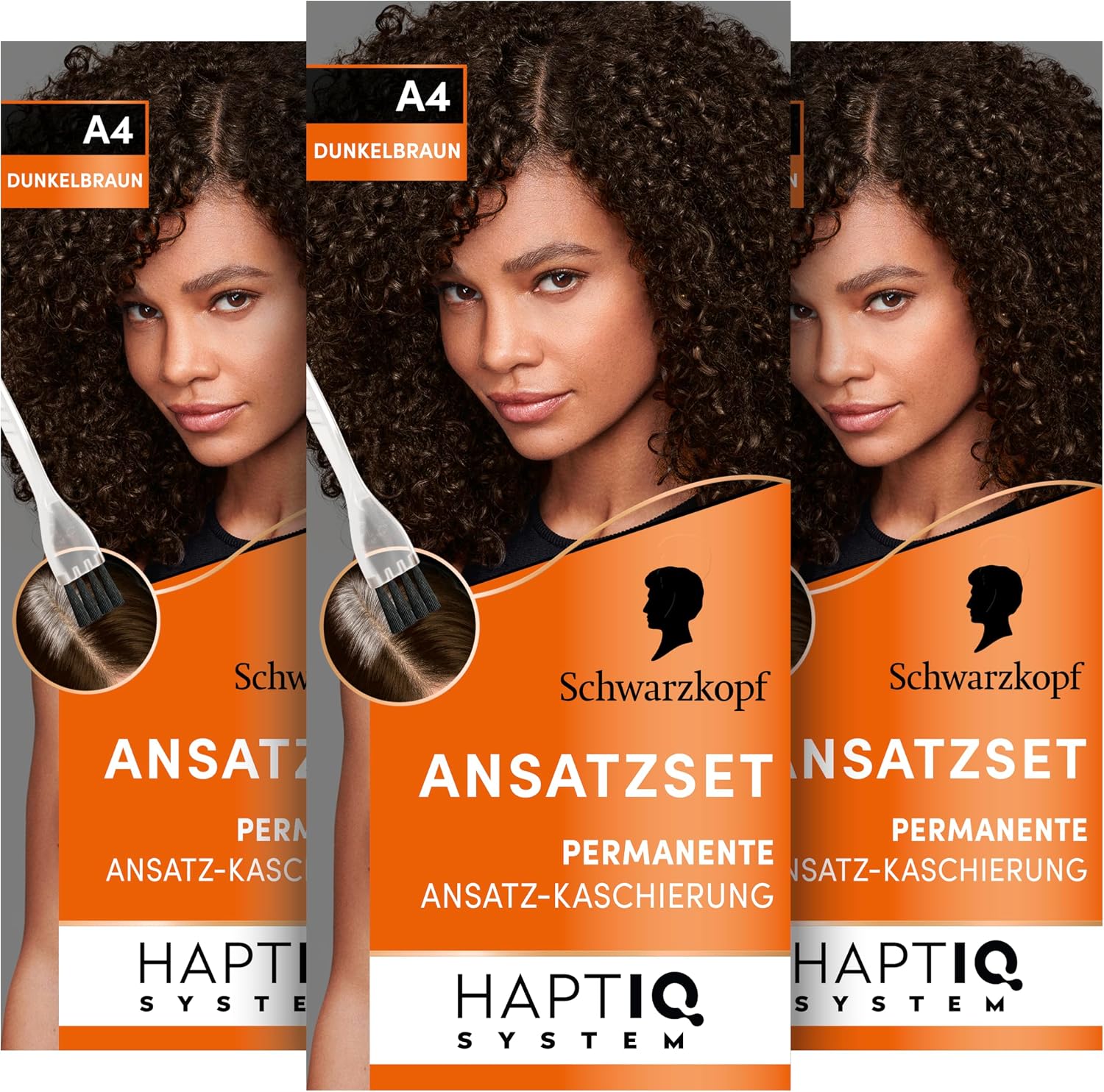 Detalle de Schwarzkopf Ansatzset A4 Dunkelbraun Stufe 3 – 44,5 ml: dauerhafte Ansatzkaschierung in 10 Minuten