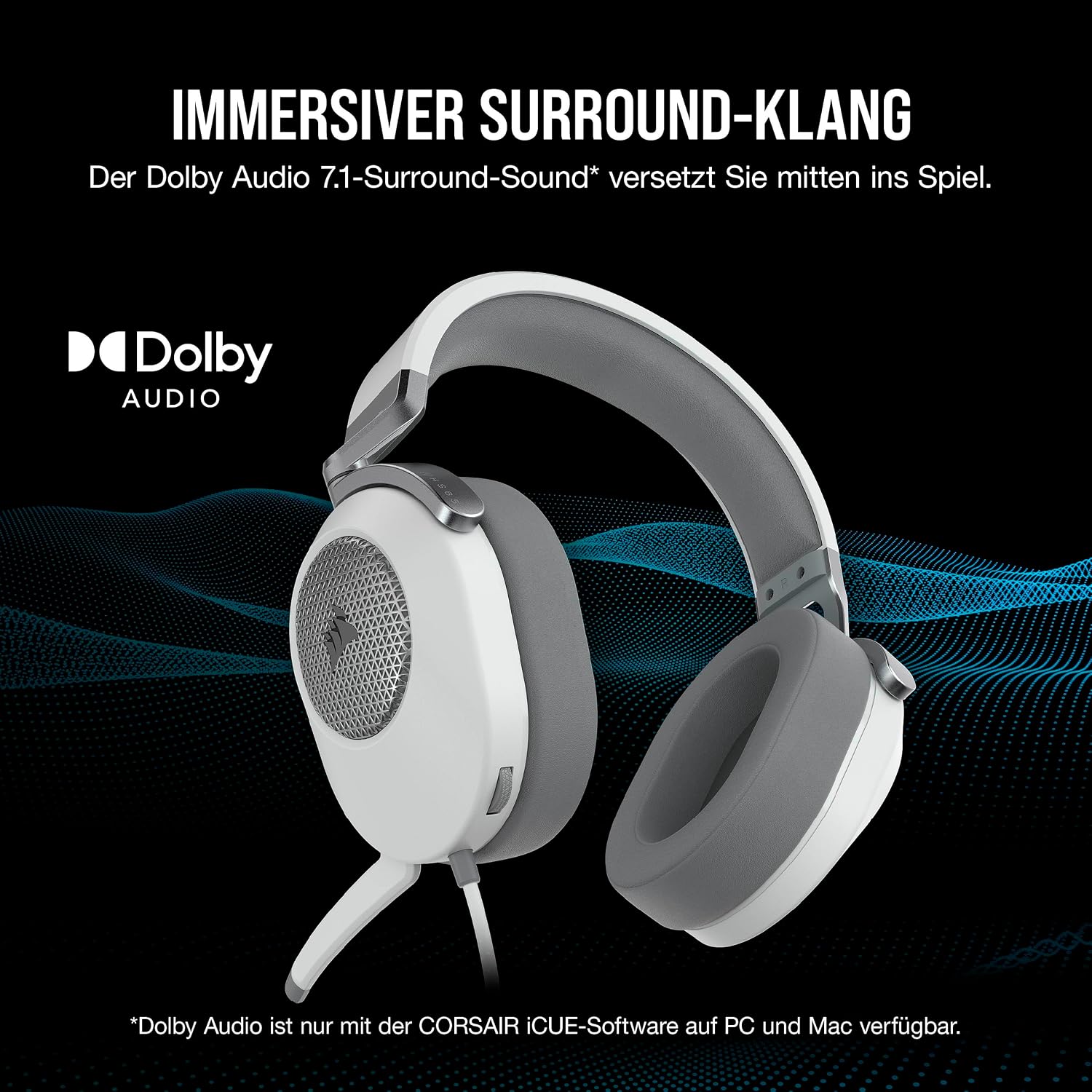 Detalle de Corsair HS65 Surround Gaming-Headset – Komfort, Dolby 7.1-Surroundsound und SoundID für Multi-Plattform