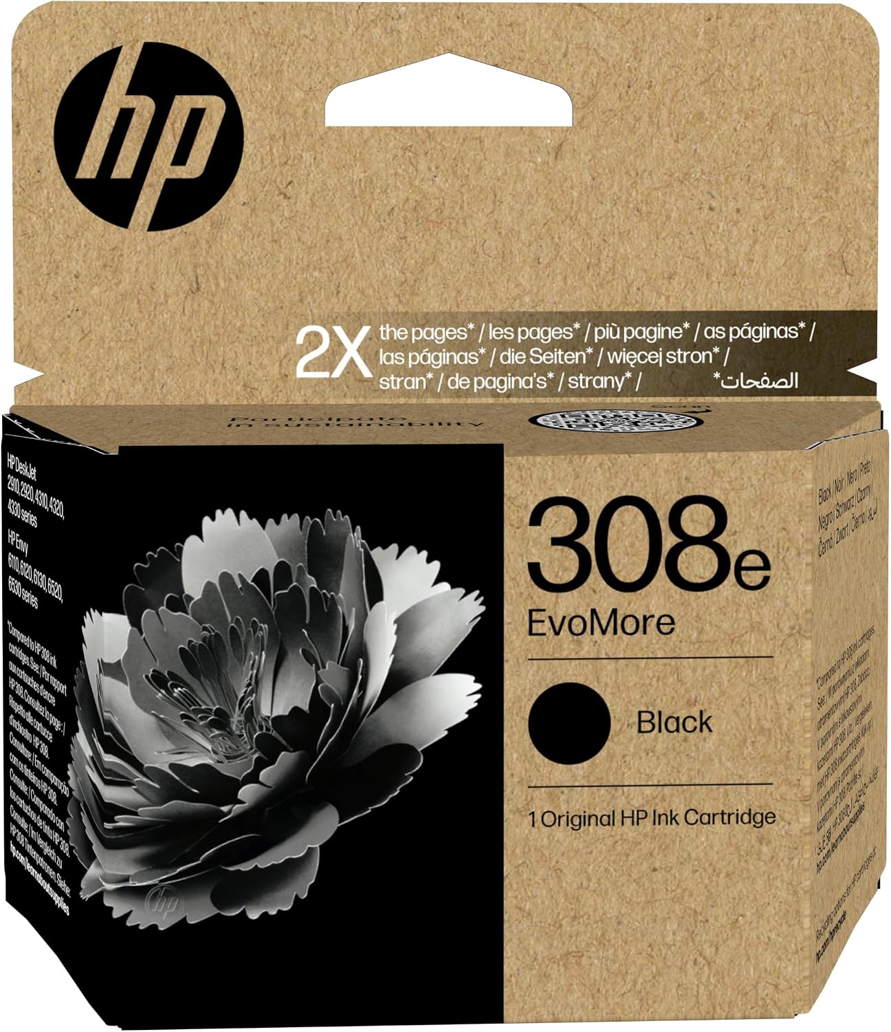 Detalle de HP 308e EvoMore Nero (7FP22UE) Cartuccia originale alta capacità da 320 pagine per HP Envy/DeskJet