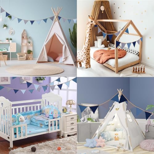 Thumbnail 6 de Duoleimi Cadena de banderines Azul guardería – Guirnalda de algodón de 2,6 m para la cama y decoración infantil