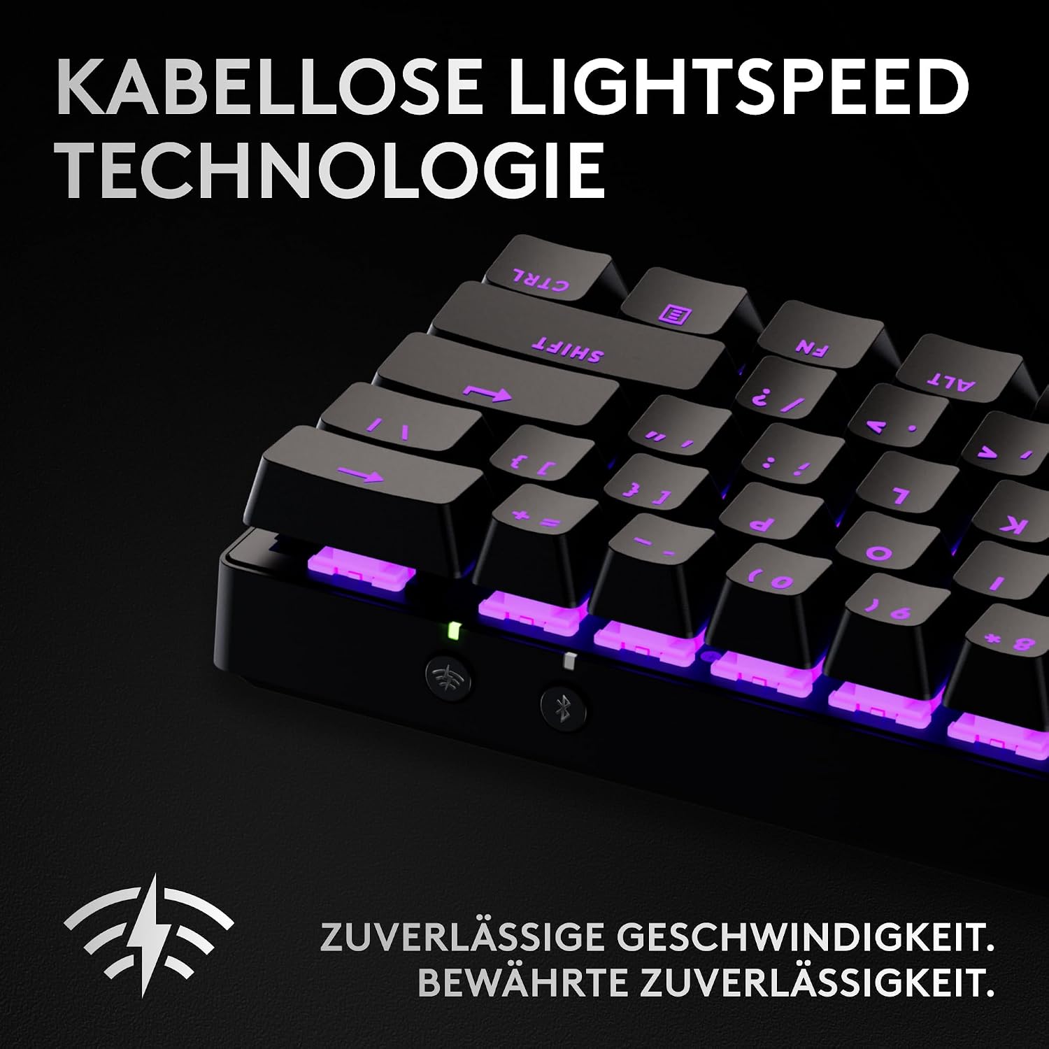 Detalle de Logitech G PRO X 60 LIGHTSPEED – kabellose Ultra-kompakte mechanische Gaming-Tastatur (60%-QWERTZ, LIGHTSYNC RGB, optische GX-Switches)