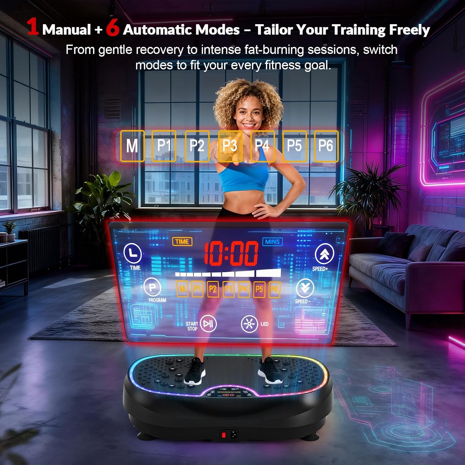 Detalle de EvoSpark Vibration Plate 2026, dual-motor vibration machine 🏋
