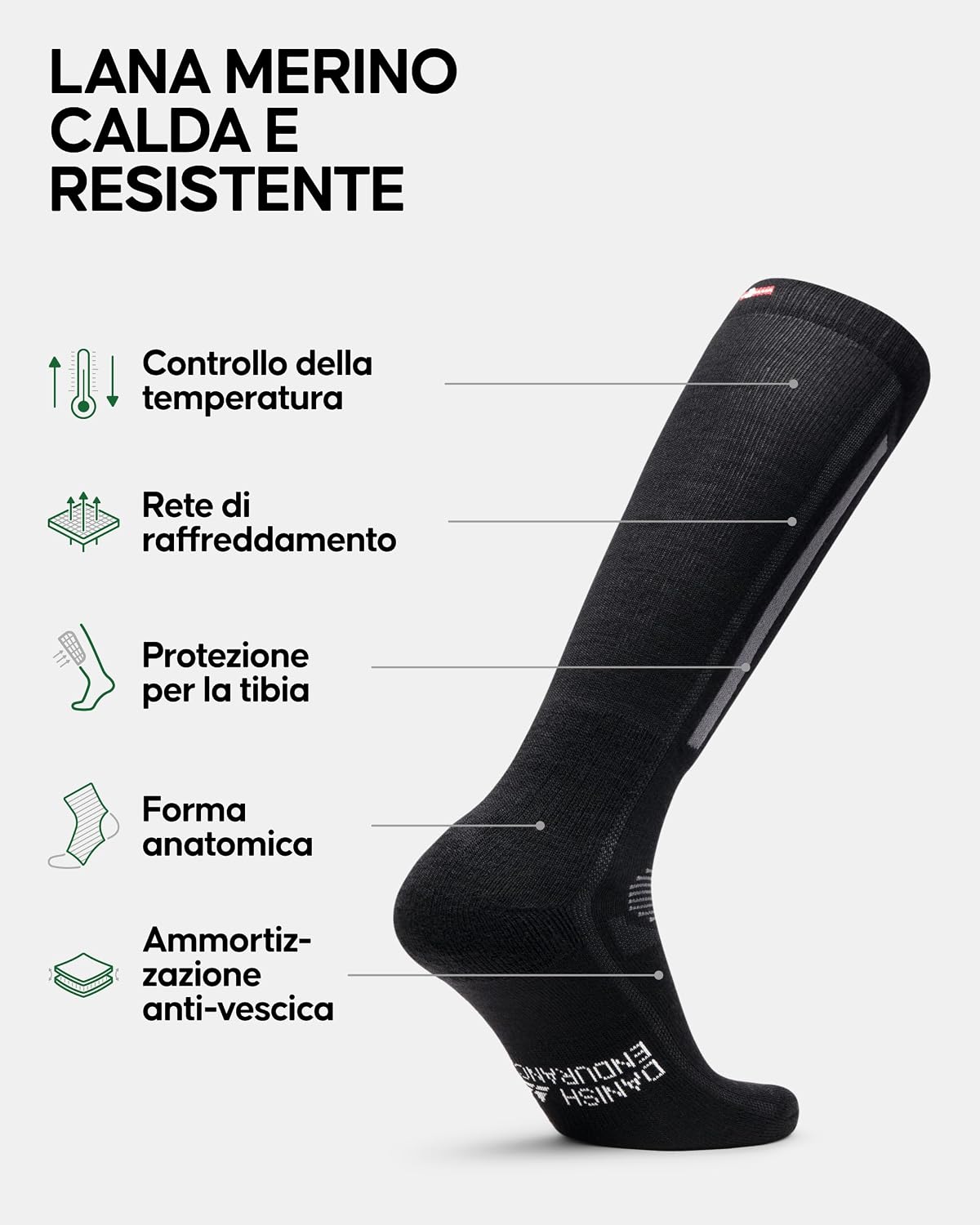 Detalle de DANISH ENDURANCE Calze da sci lana merino