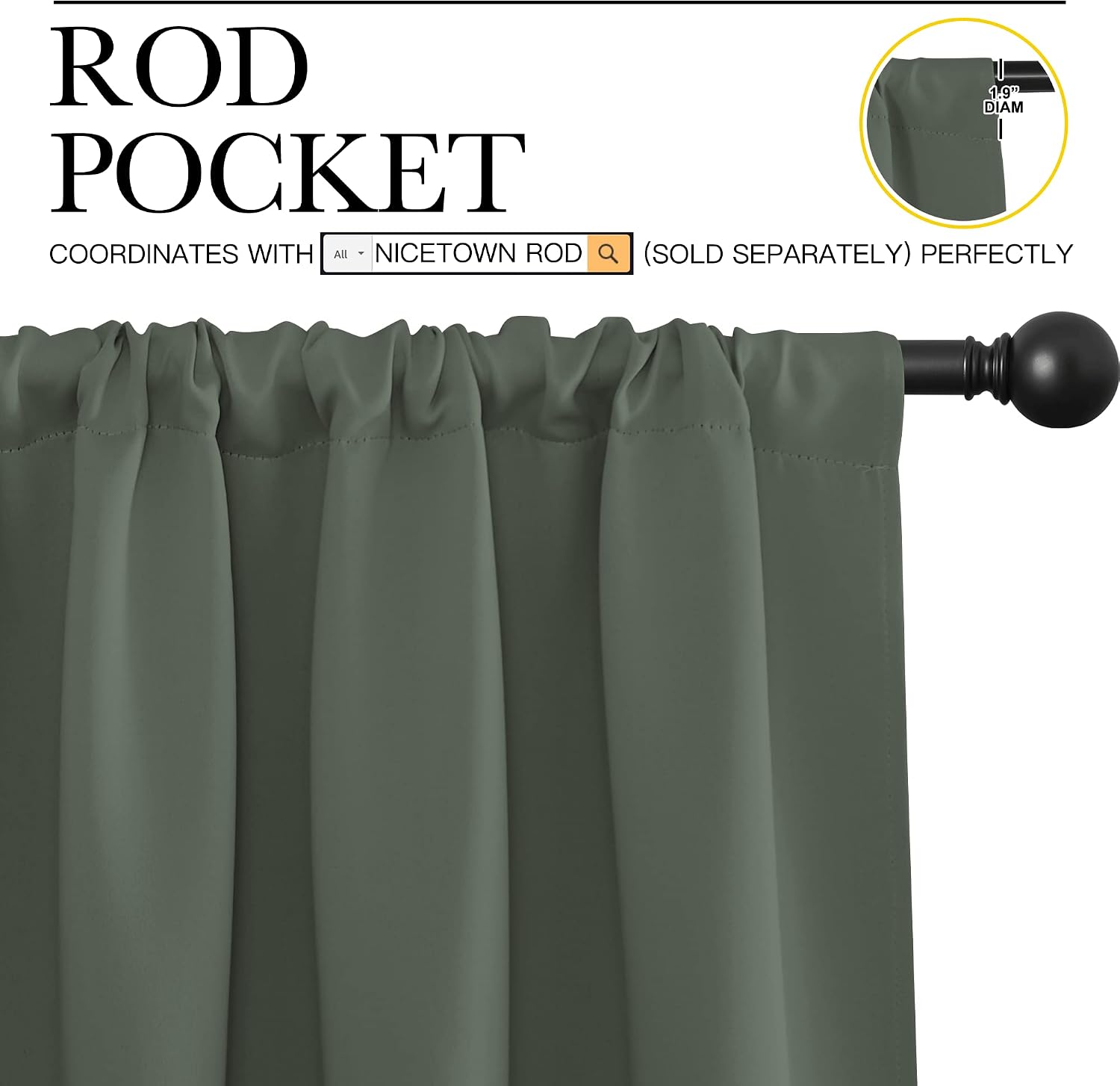 Detalle de NICETOWN Blackout Curtains 34 x 72 Inch