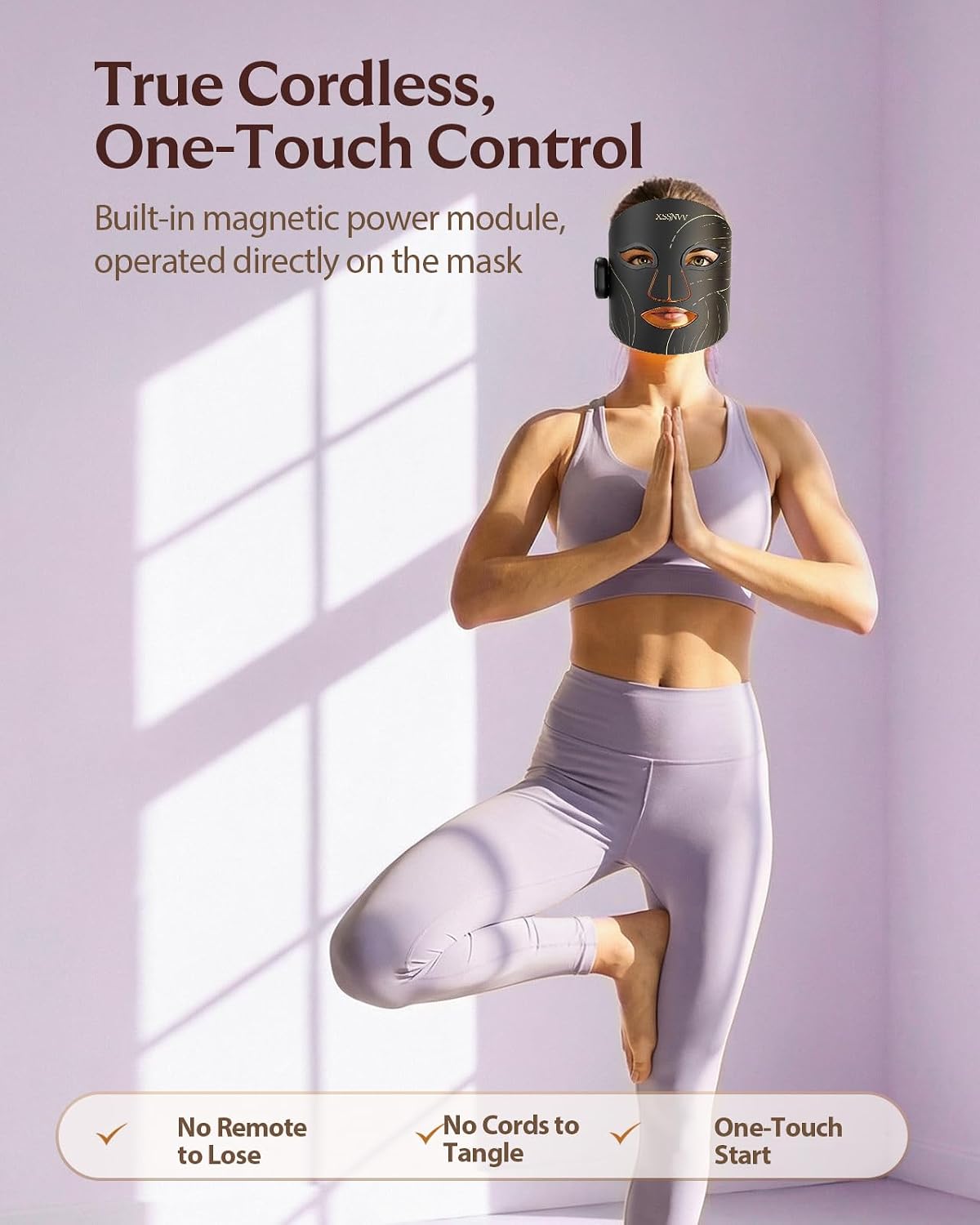 Detalle de XSSNVV Wireless Red Light Therapy Face Mask: 4-in-1 LED for Anti-Aging, Acne & Calm