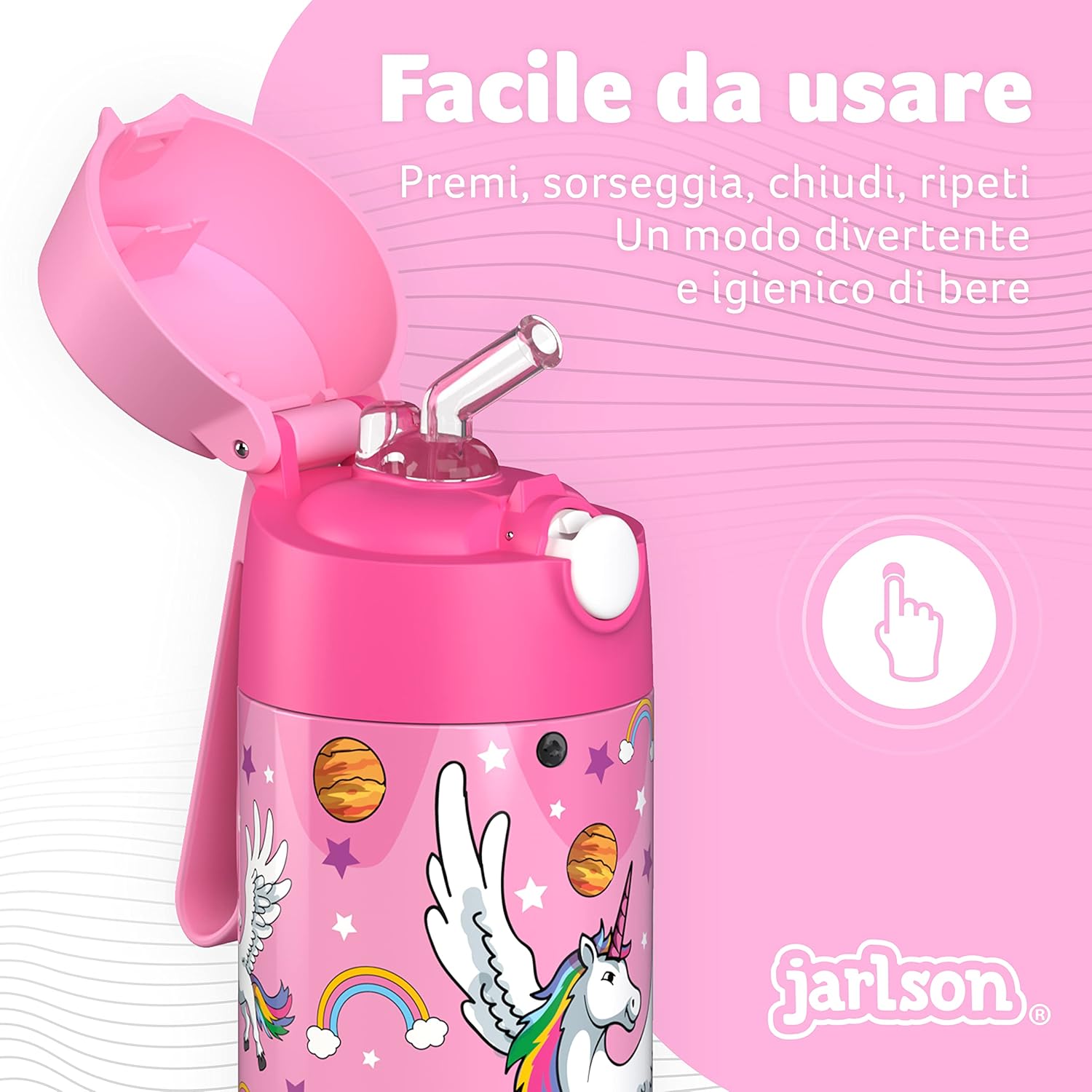 Thumbnail 5 de Jarlson Borraccia Termica Bambini 350ml CHARLI con Cannuccia – Inox 304, BPA free, Unicorno