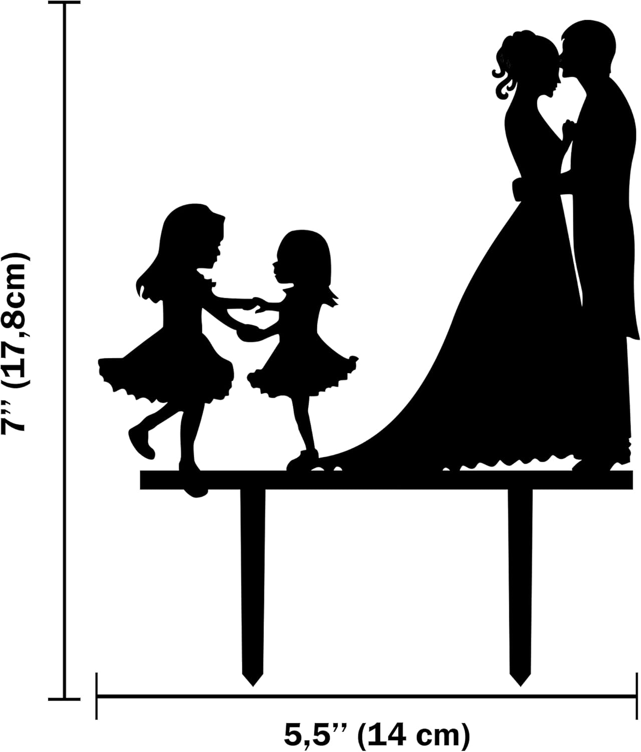 Thumbnail 1 de CARISPIBET Wedding Anniversary Cake Topper – Couple Forehead Kiss with Two Playful Daughters