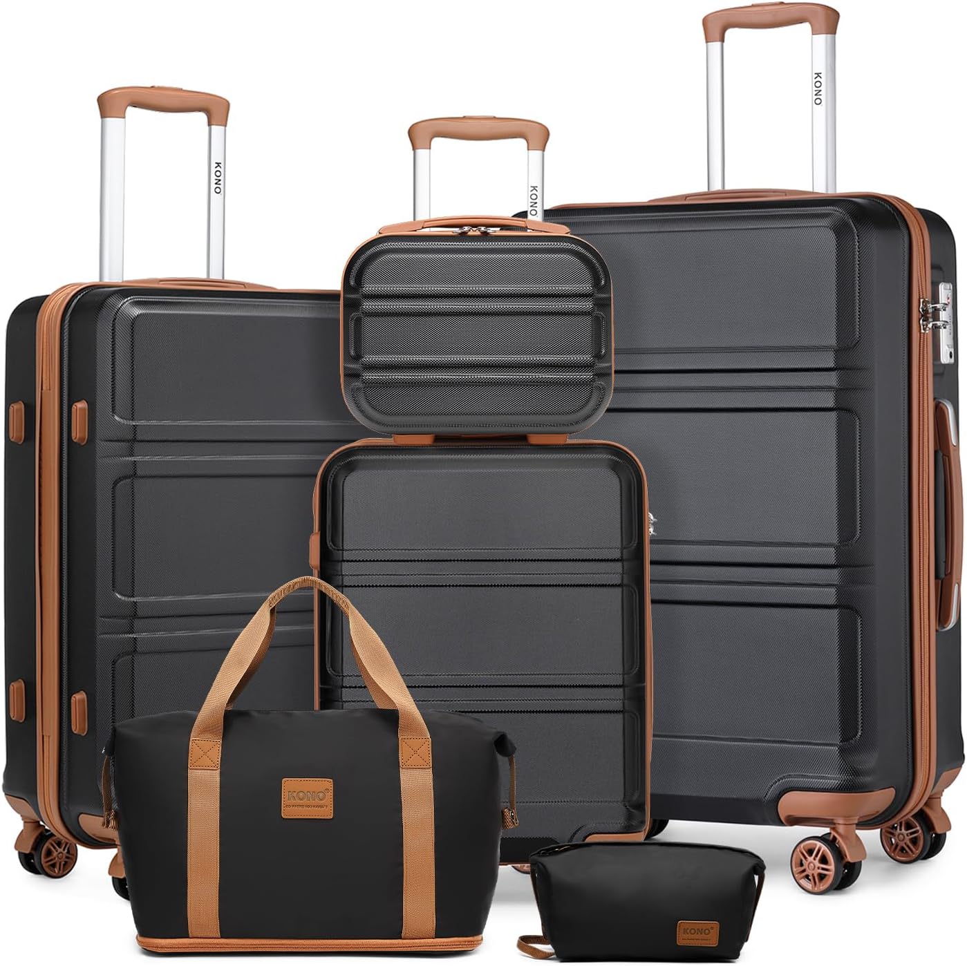 Thumbnail 6 de Kono Six-Piece Travel Luggage Set, Cream White, with Spinner Wheels and TSA Lock