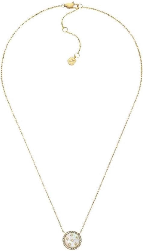 Detalle de Fossil Collana donna in acciaio inossidabile tono oro con chiusura a moschettone e ciondolo rotondo