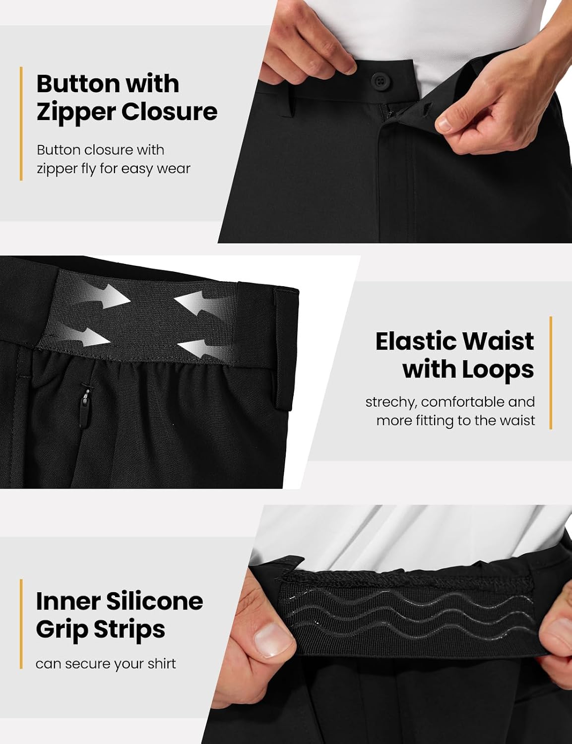 Detalle 2 de TBMPOY Men's 9" Golf Shorts with 4-Way Stretch, UPF 50 and 5 Pockets