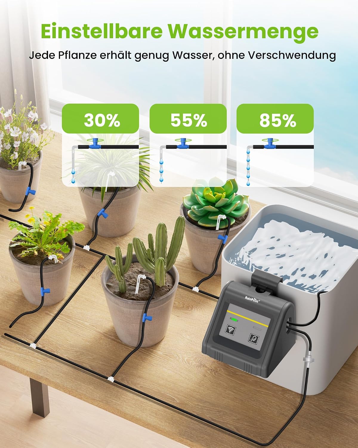 Detalle de RAINPOINT WiFi sistema di irrigazione automatica per vasi fino a 10 piante con app e controllo remoto