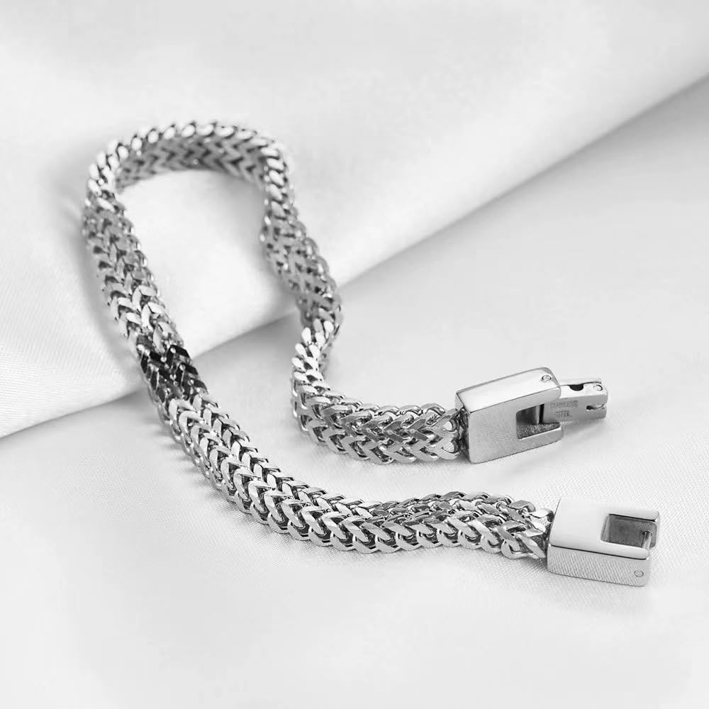 Detalle de JSNOM Bracciale Uomo in Acciaio Inossidabile 316L - Argento/Nero/Oro Grigio, Taglie 19 cm e 21 cm