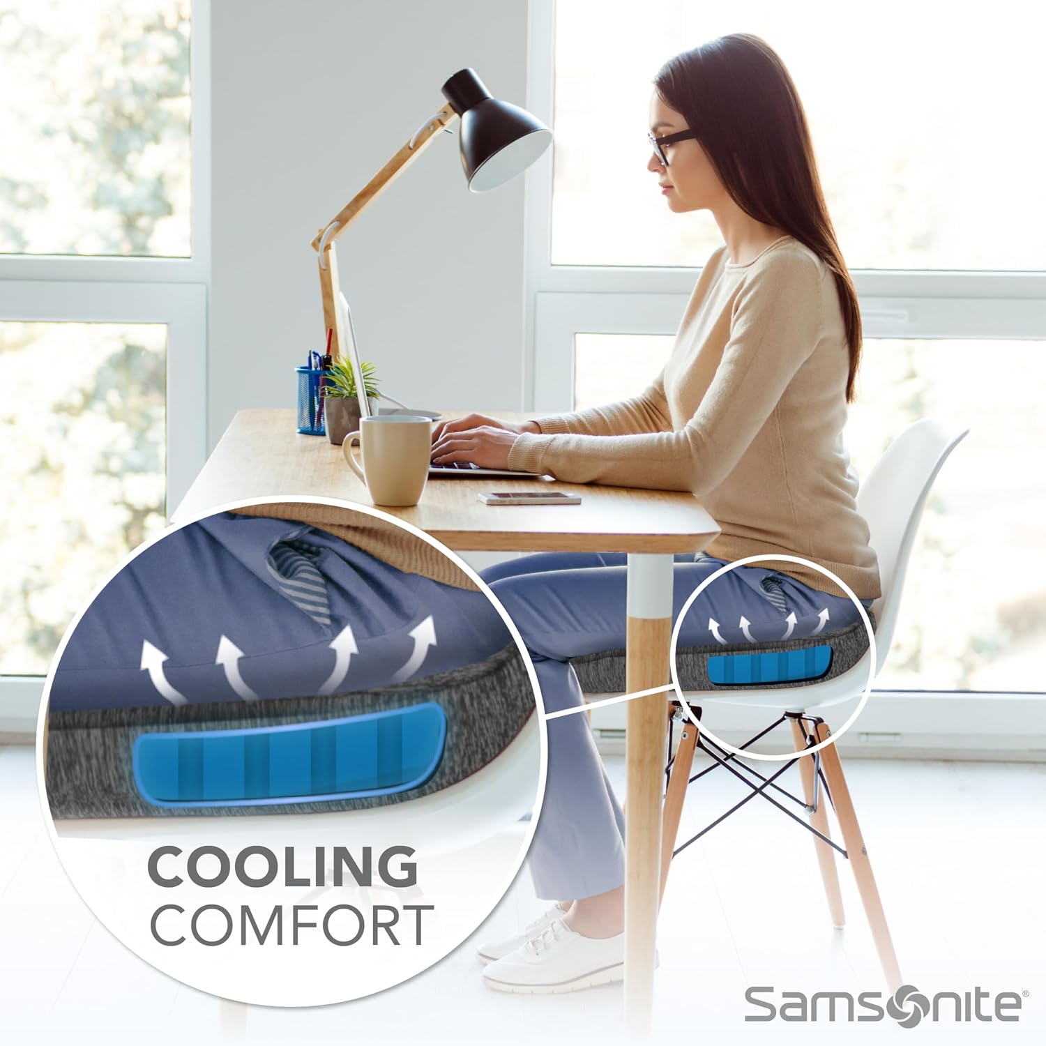 Thumbnail 2 de Samsonite SA6437 Gel-Infused Memory Foam Seat Cushion with Cooling Gel