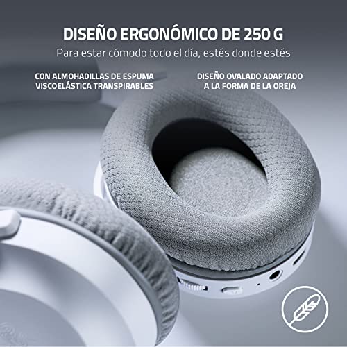 Detalle de Razer Barracuda X (2022) – Mercury White: auriculares híbridos para juego y movilidad