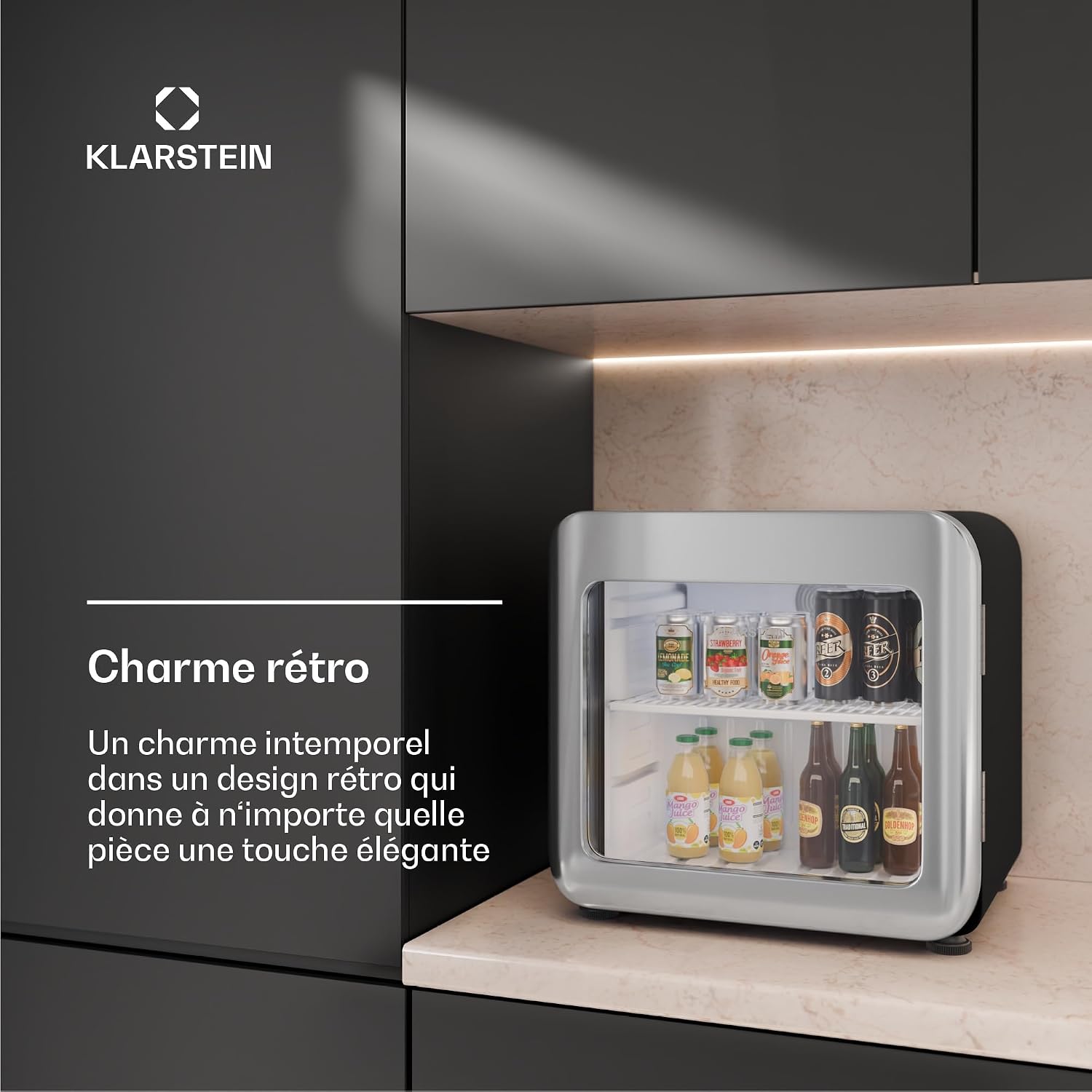 Detalle de Klarstein Audrey Evo 10046632 drankenkoelkast 45 l, dubbele beglazing en ledverlichting