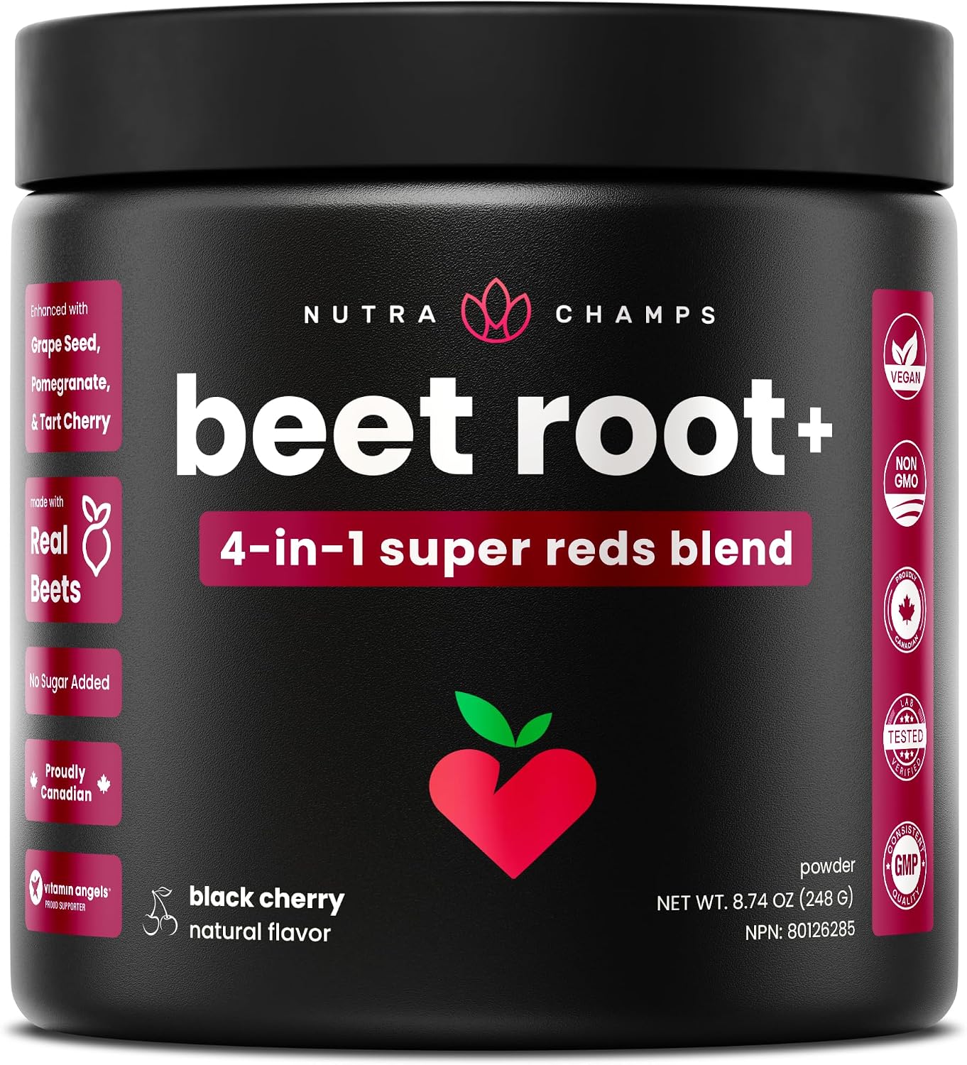 Detalle de NutraChamps 999107 Beet Root Powder, Cherry-Flavoured Sugar-Free Super Reds