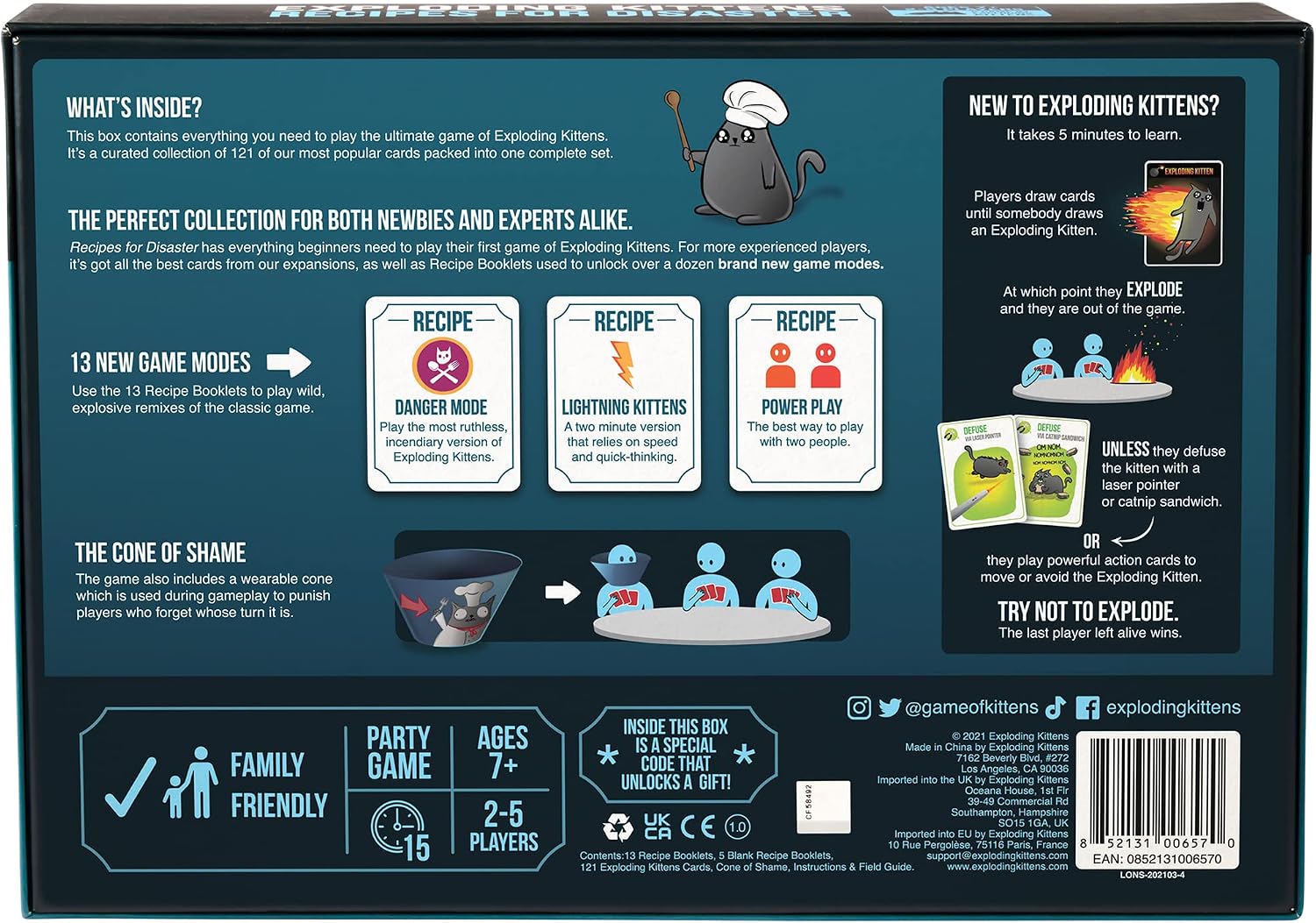 Detalle 1 de Exploding Kittens Recipes for Disaster – Die ultimative Sammlung mit 13 neuen Spielvarianten (2–5 Spieler)