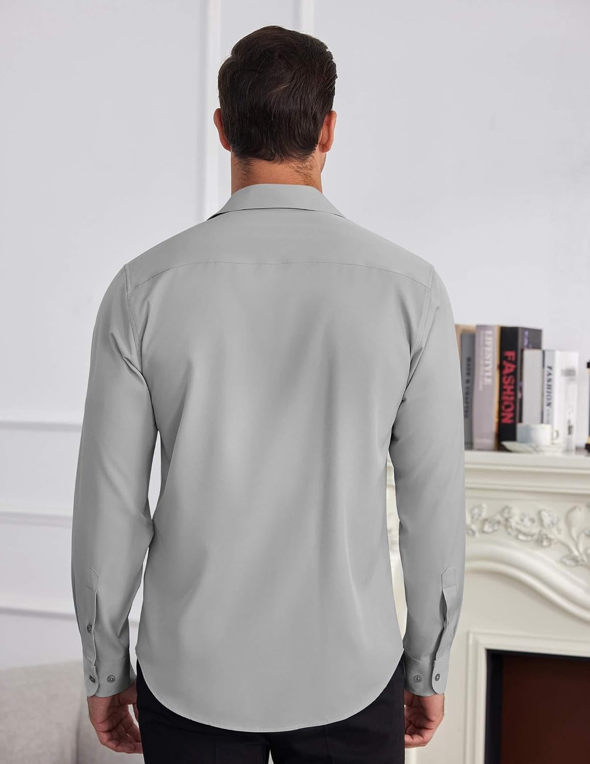 Detalle 2 de COOFANDY Men's Wrinkle-Free Long-Sleeve Button-Down Dress Shirt