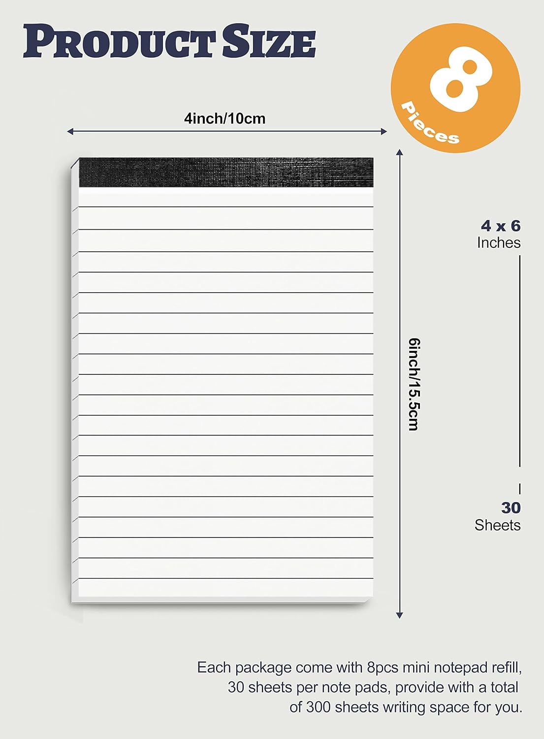 Detalle 2 de Aidunmis 4 x 6-Inch Lined Notepads, 8-Pack, 30 Sheets Each