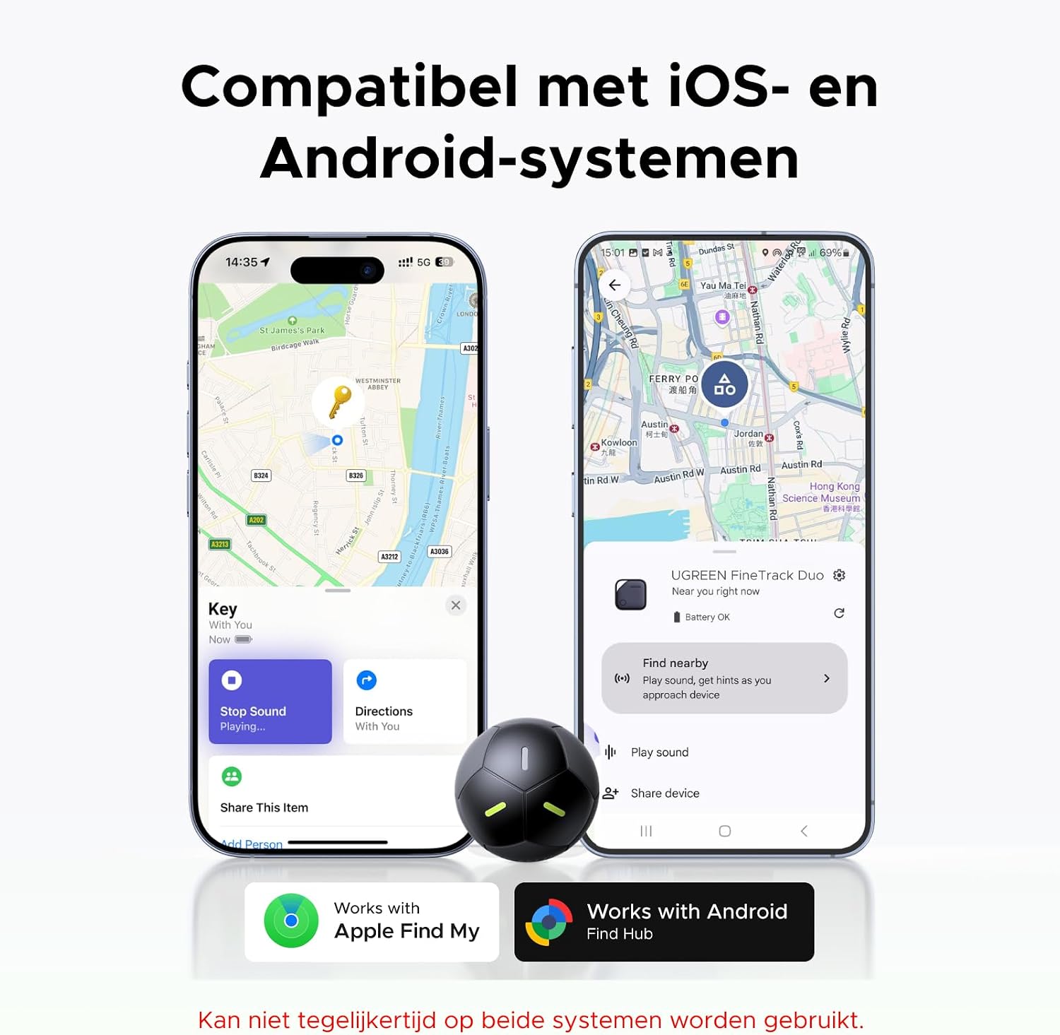 Detalle 2 de UGREEN FineTrack Duo 2 voetbaltracker met alarm van 110 dB en IP68