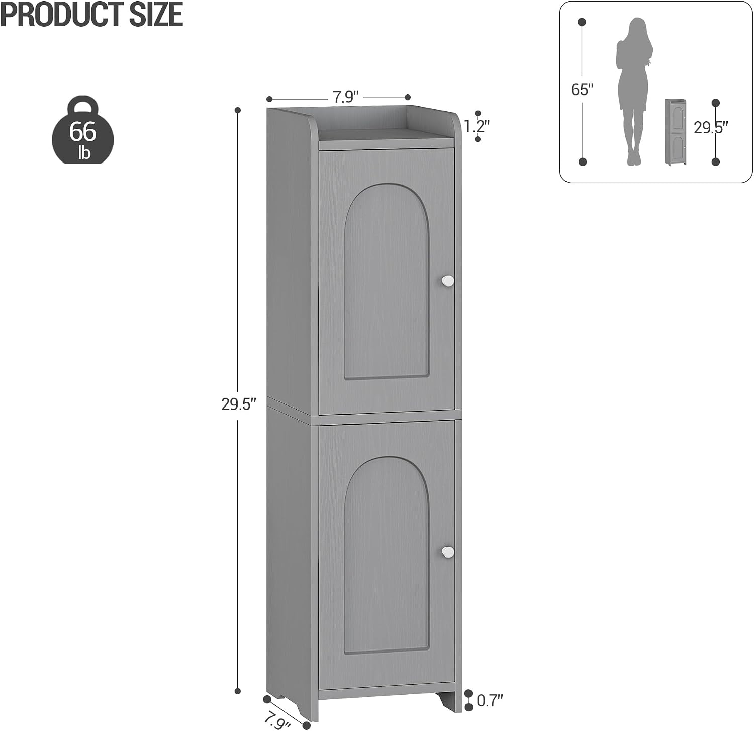 Detalle 2 de Hzuaneri Bathroom Corner Storage Cabinet with 2 Doors