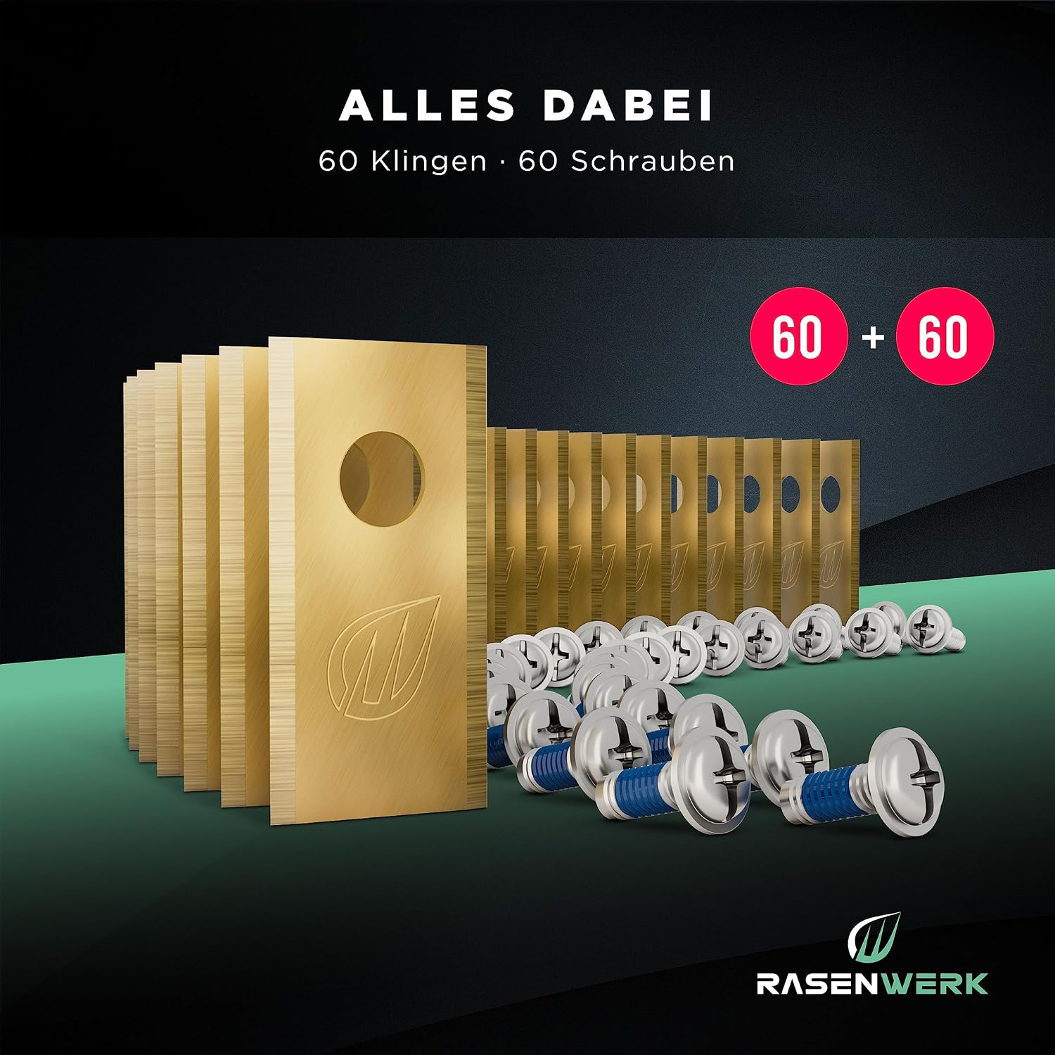 Thumbnail 4 de RASENWERK Hochwertige Mähroboter Messer mit Schrauben – 60er Ersatzmesser-Set kompatibel mit WORX, LandXcape, Zoef Robot & Einhell