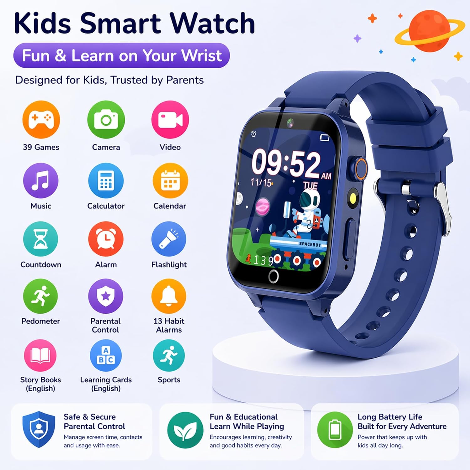 Thumbnail 2 de YEDASAH Kids Smart Watch (HD touchscreen, camera, step counter) for ages 4–12